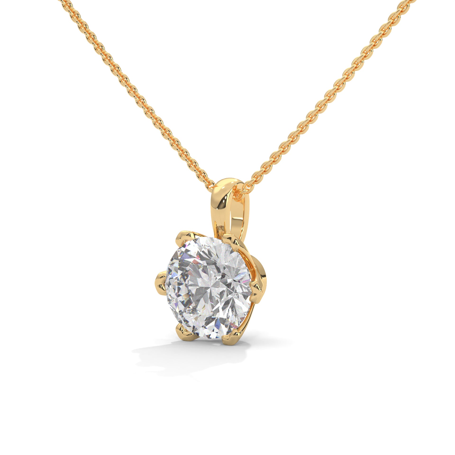 Round-Cut Diamond Pendant Necklace 2.43ct E-VS1 | 14K Gold |16”&18” Chain