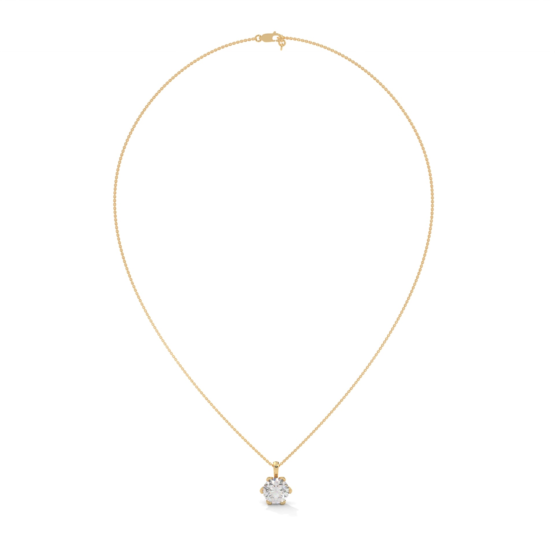 Round-Cut Diamond Pendant Necklace 2.43ct E-VS1 | 14K Gold |16”&18” Chain