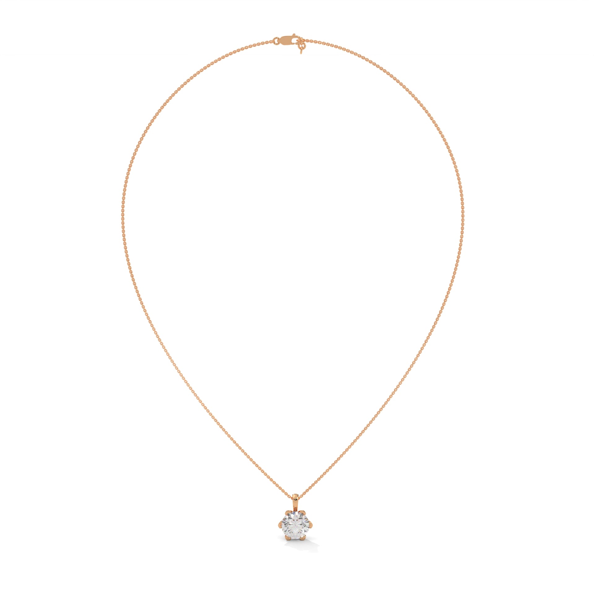 Round-Cut Diamond Pendant Necklace 2.43ct E-VS1 | 14K Gold |16”&18” Chain