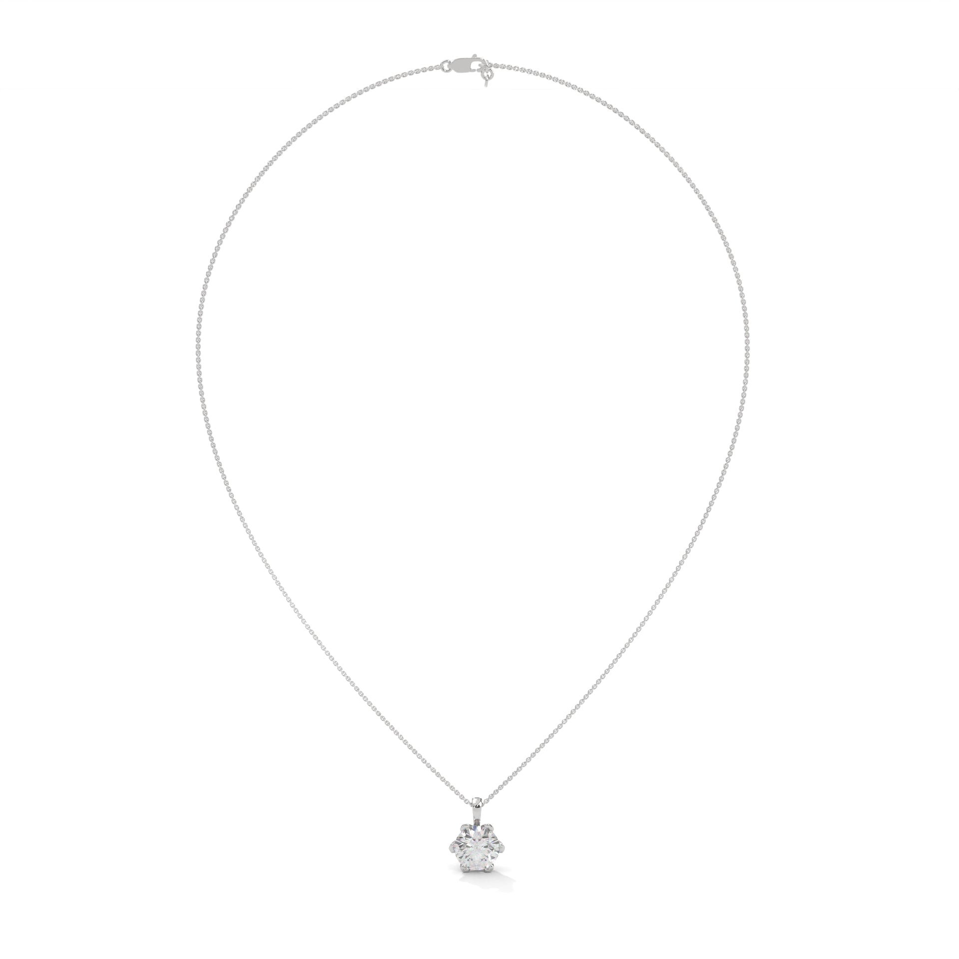 Round-Cut Diamond Pendant Necklace 2.43ct E-VS1 | 14K Gold |16”&18” Chain