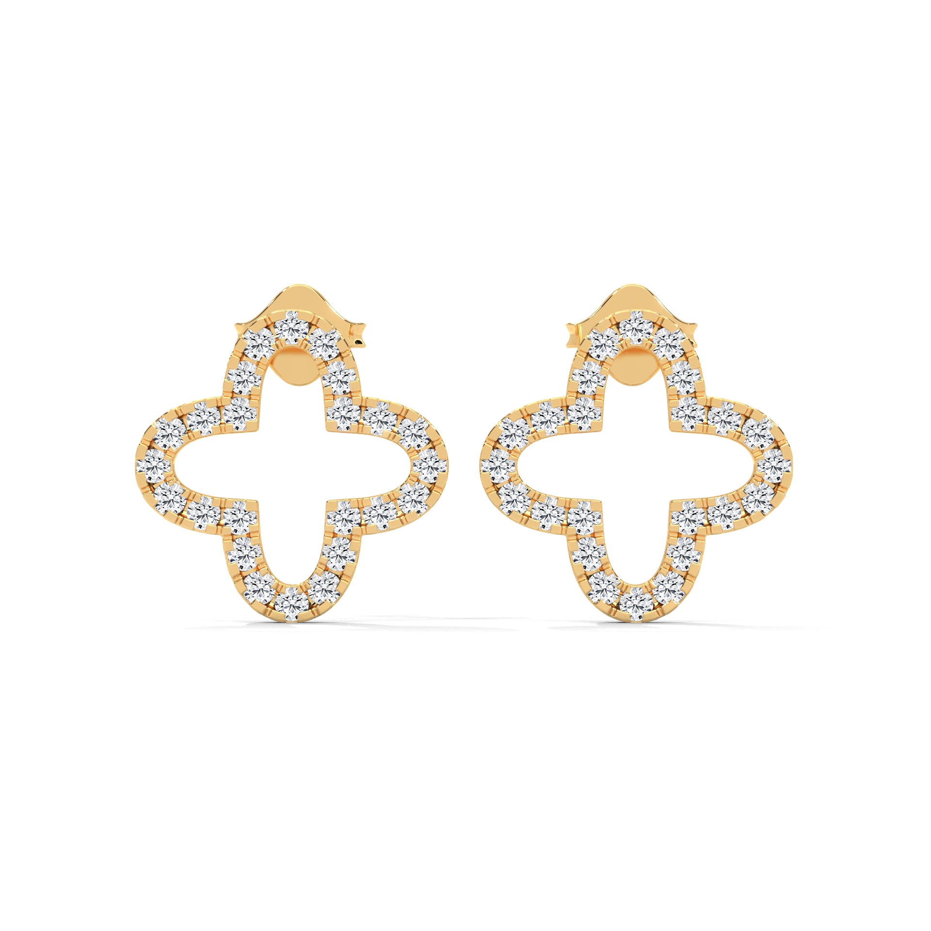 Diamond Pave Clover Hoop Earrings in 14K & 18 K Gold | 0.76 Ctw