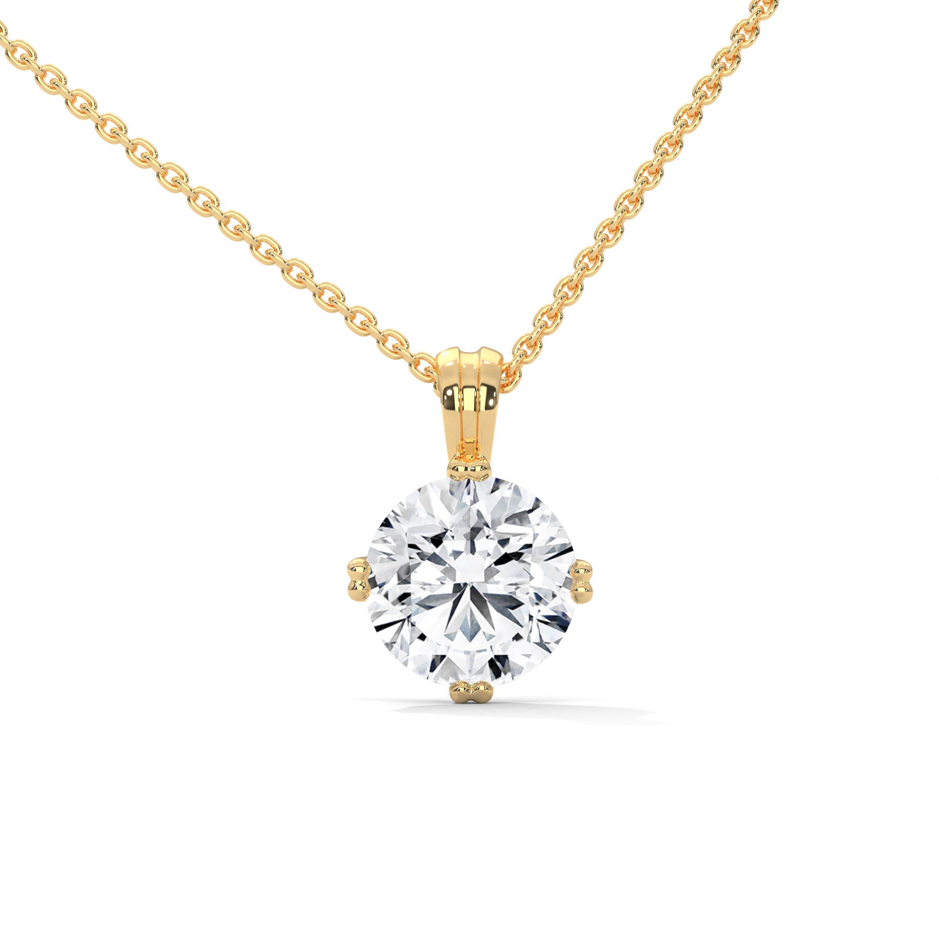 Celestial Spark Round-Cut Diamond 14K Gold Pendant Necklace| 2.00Ct