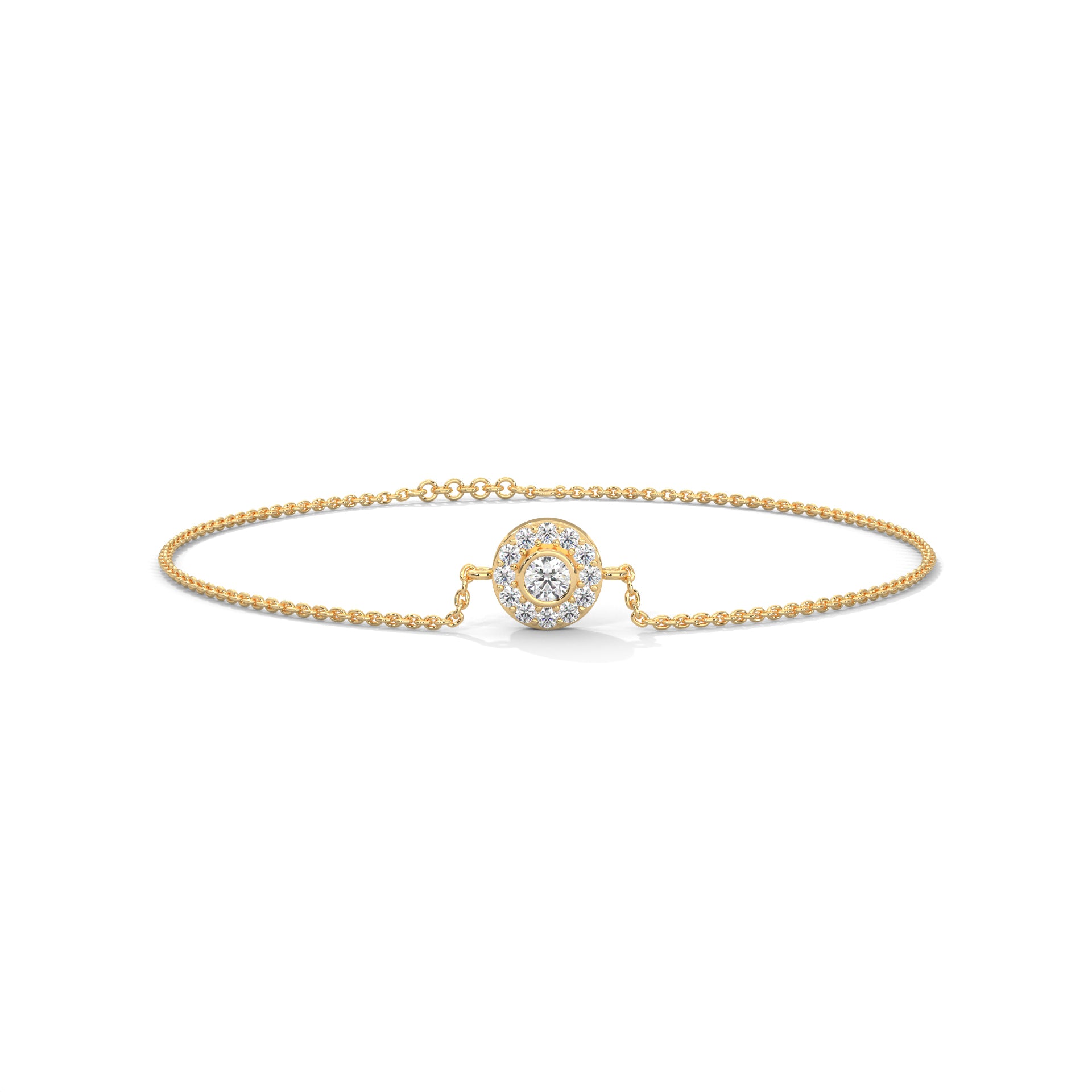 Elegant Round Lab-Grown Diamond Halo Gold Bracelet | 0.25 CTW
