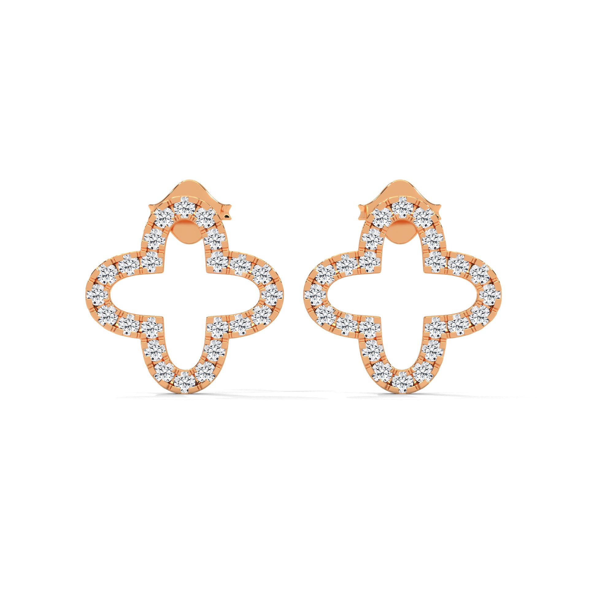 Diamond Pave Clover Hoop Earrings in 14K & 18 K Gold | 0.76 Ctw