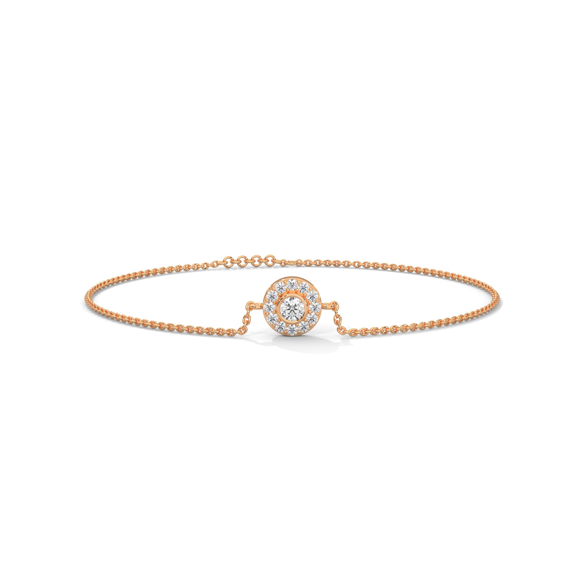 Elegant Round Lab-Grown Diamond Halo Gold Bracelet | 0.25 CTW