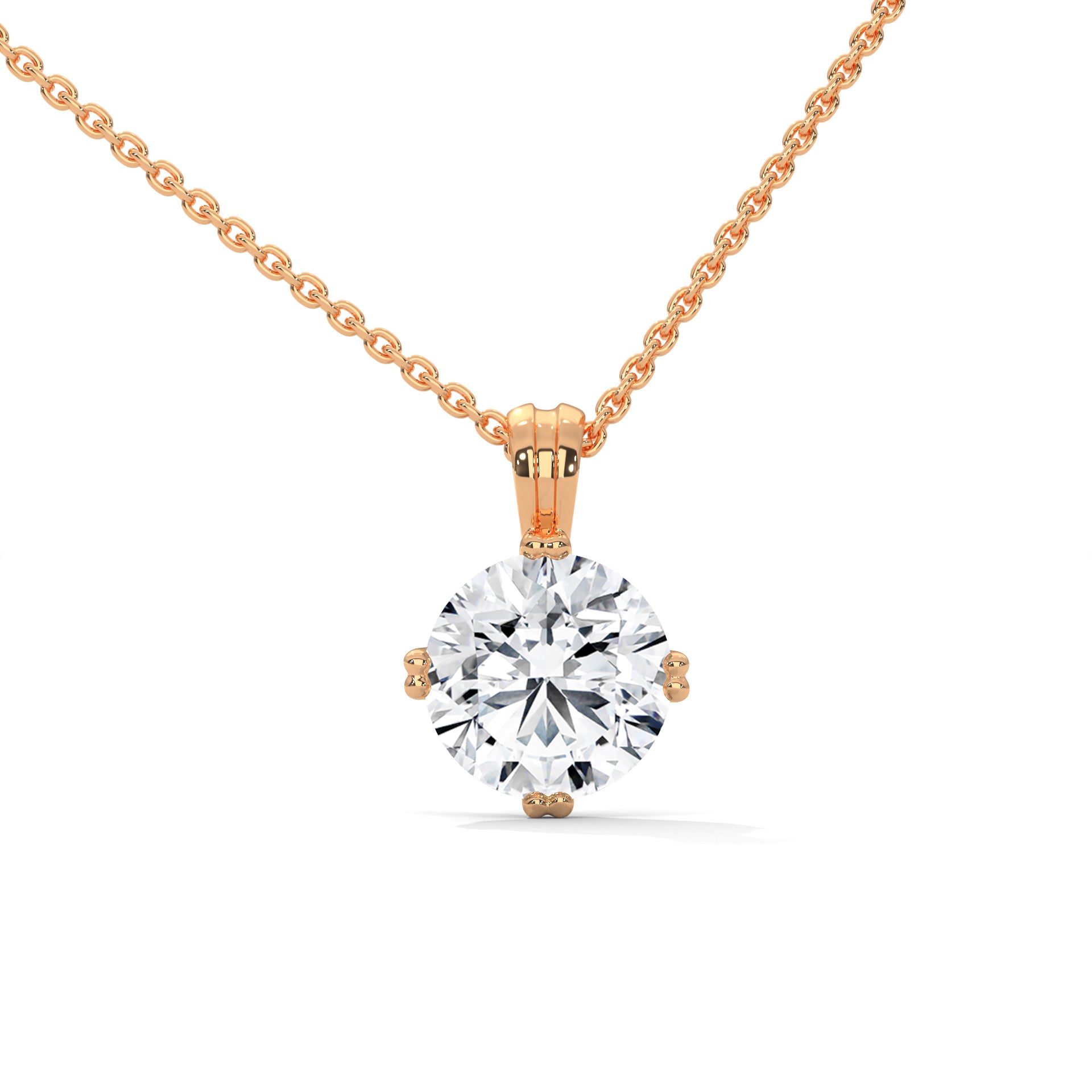 Celestial Spark Round-Cut Diamond 14K Gold Pendant Necklace| 2.00Ct