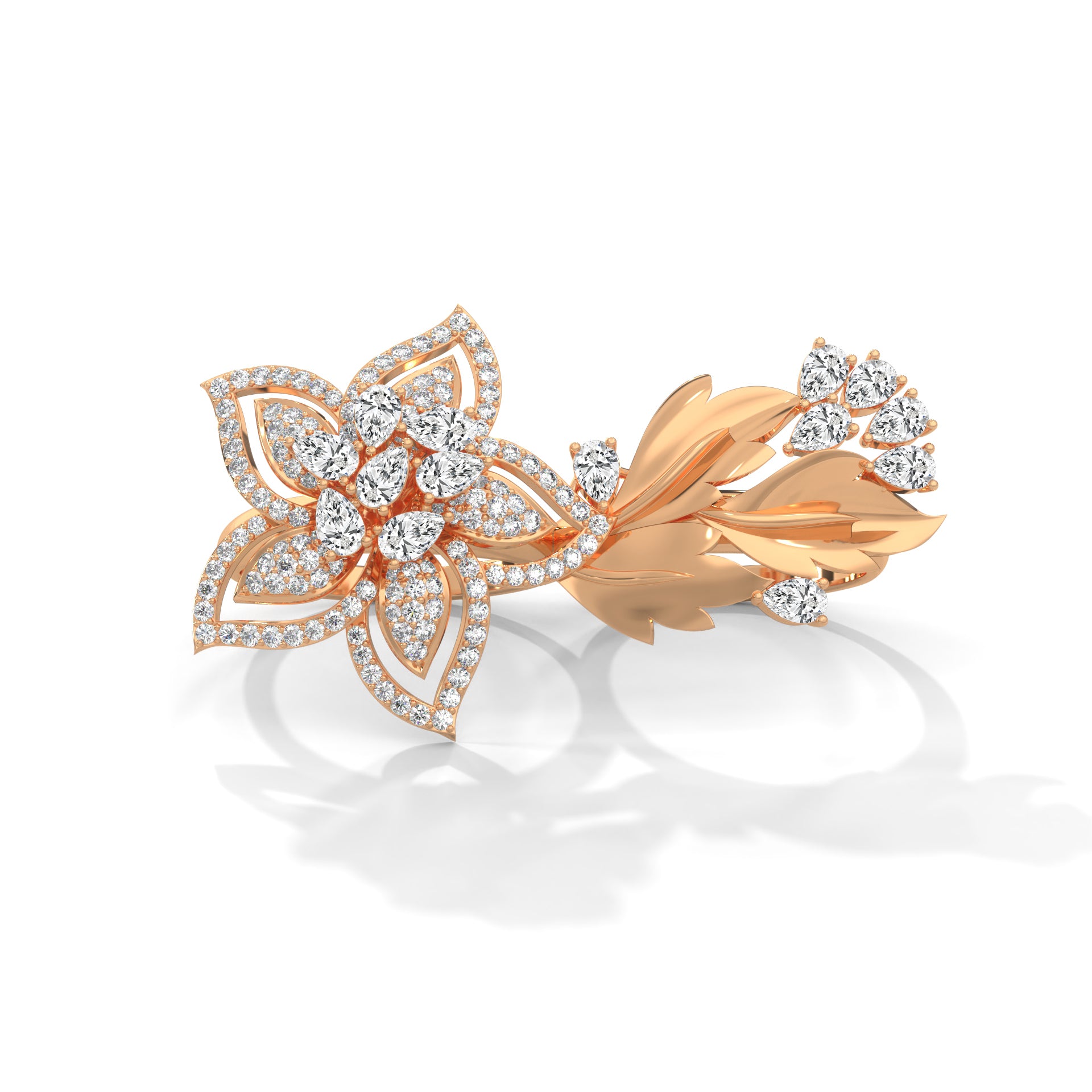 BlossomLuxe 0.93 CTW Lab-Grown Diamond Floral Dual Ring | 14K & 18K Gold