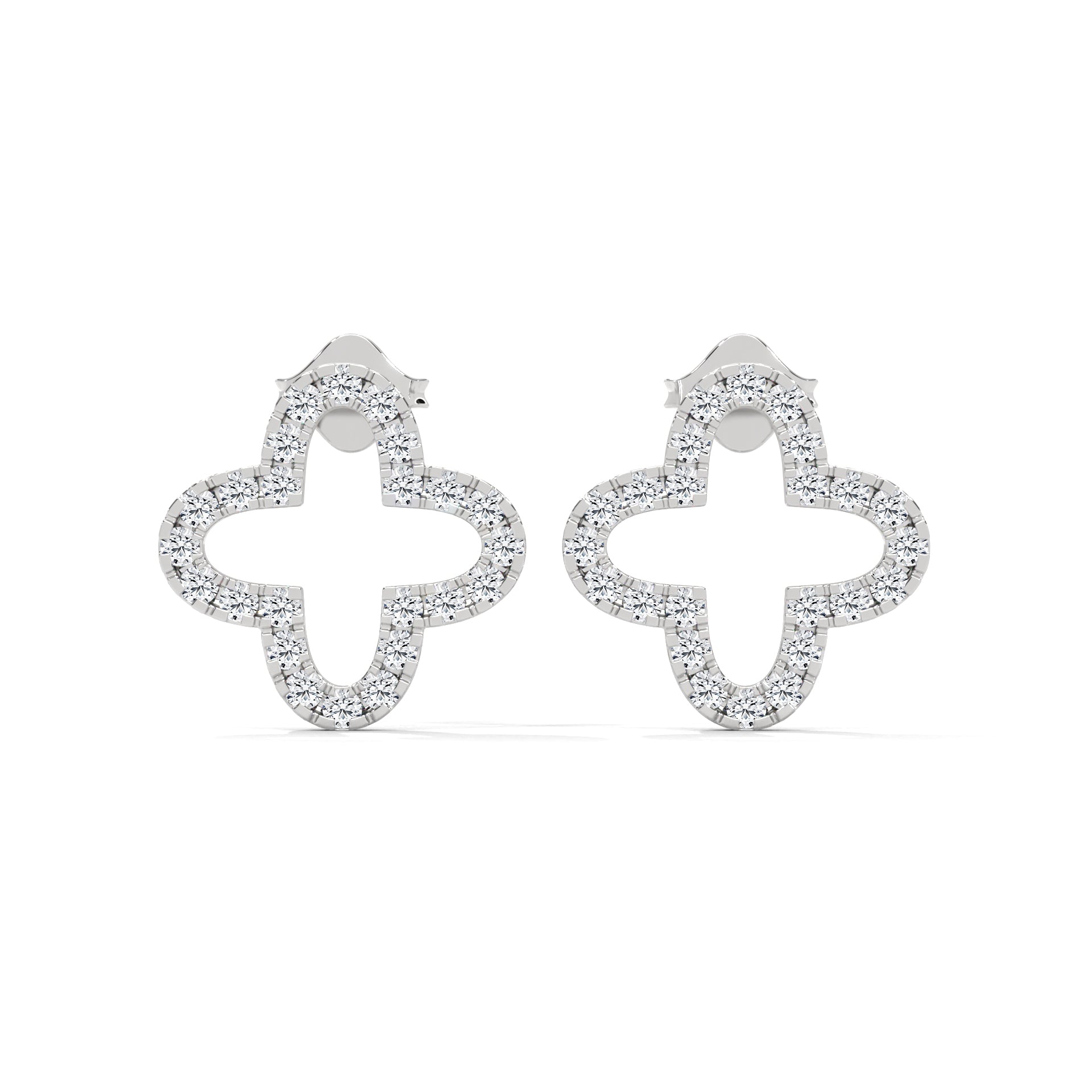 Diamond Pave Clover Hoop Earrings in 14K & 18 K Gold | 0.76 Ctw