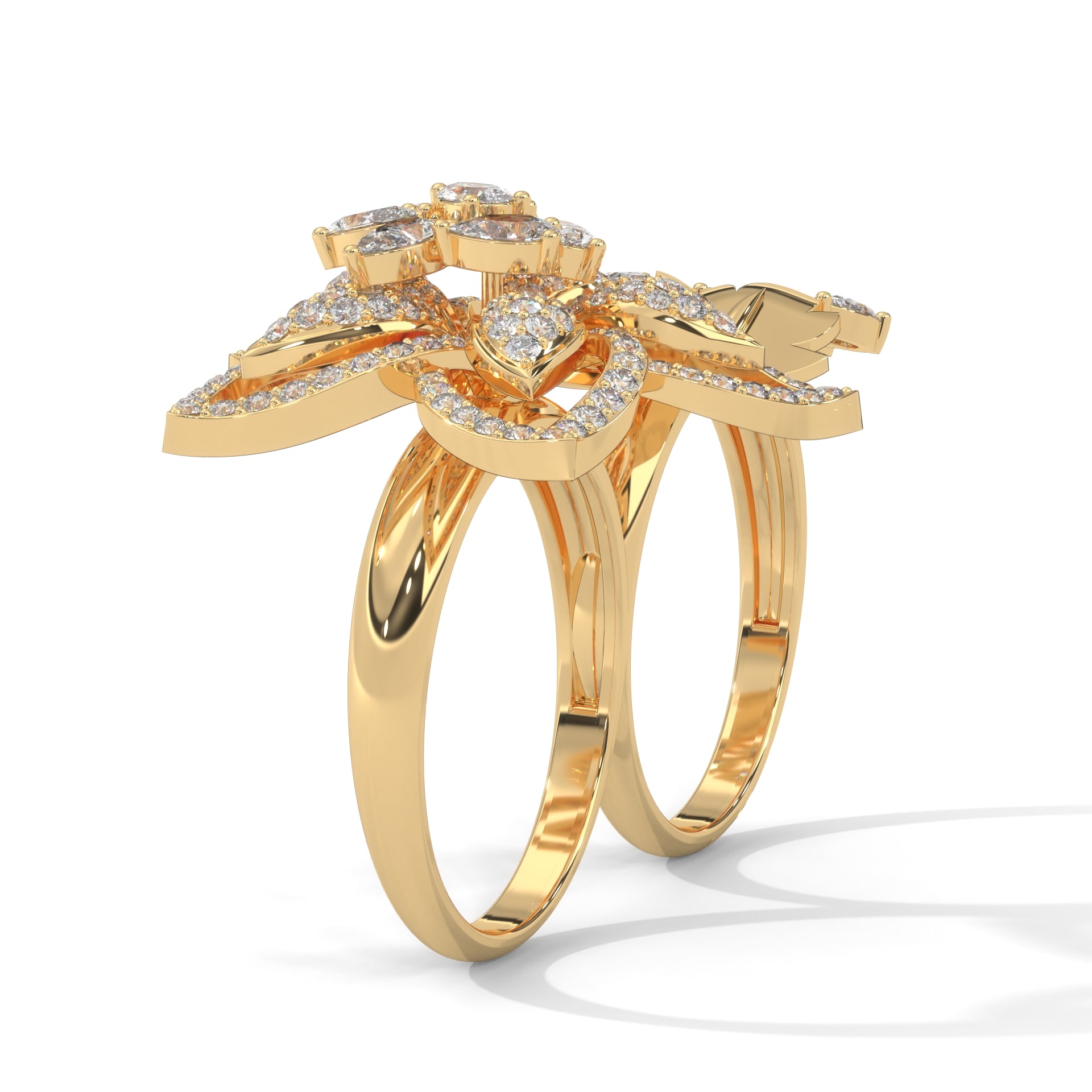 BlossomLuxe 0.93 CTW Lab-Grown Diamond Floral Dual Ring | 14K & 18K Gold