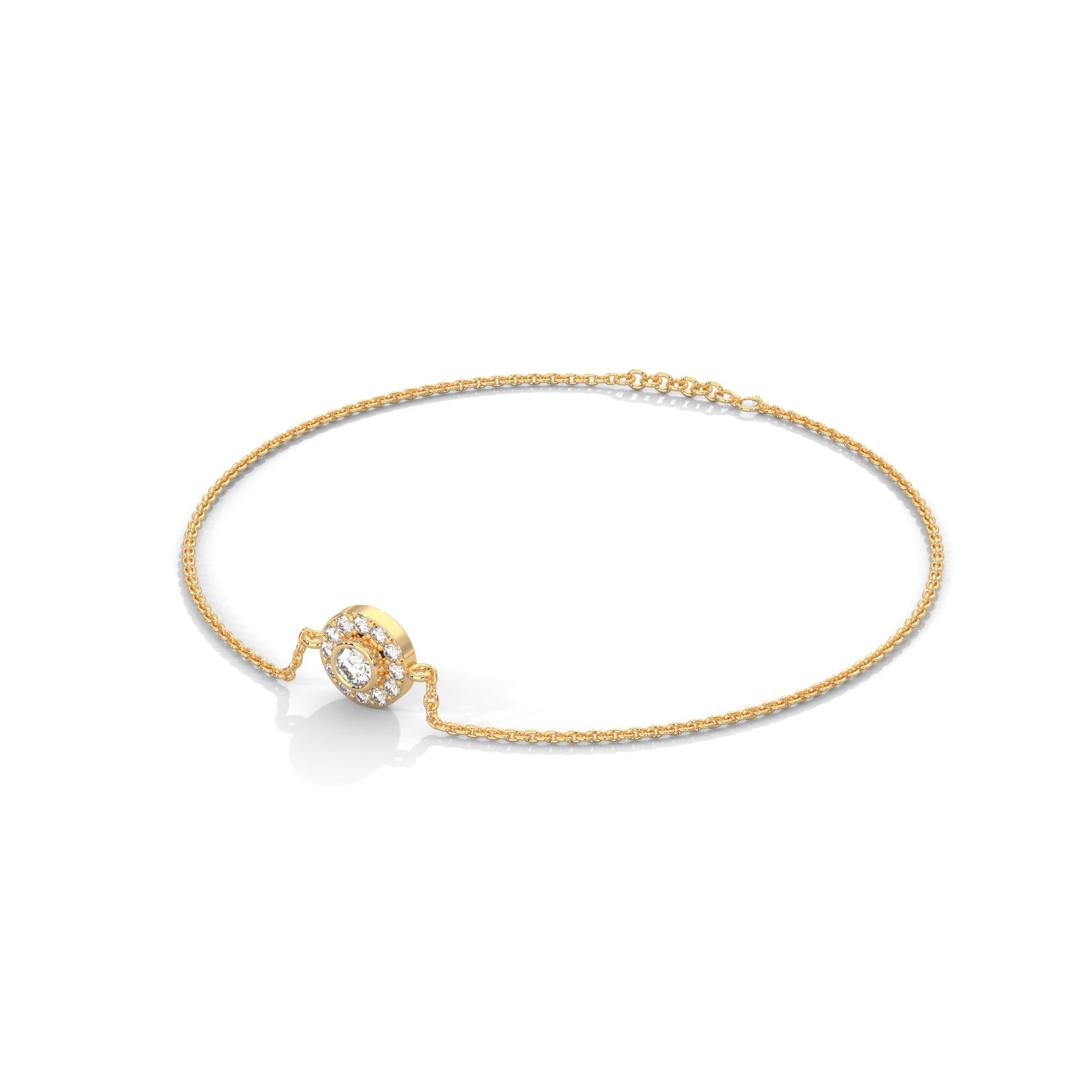 Elegant Round Lab-Grown Diamond Halo Gold Bracelet | 0.25 CTW