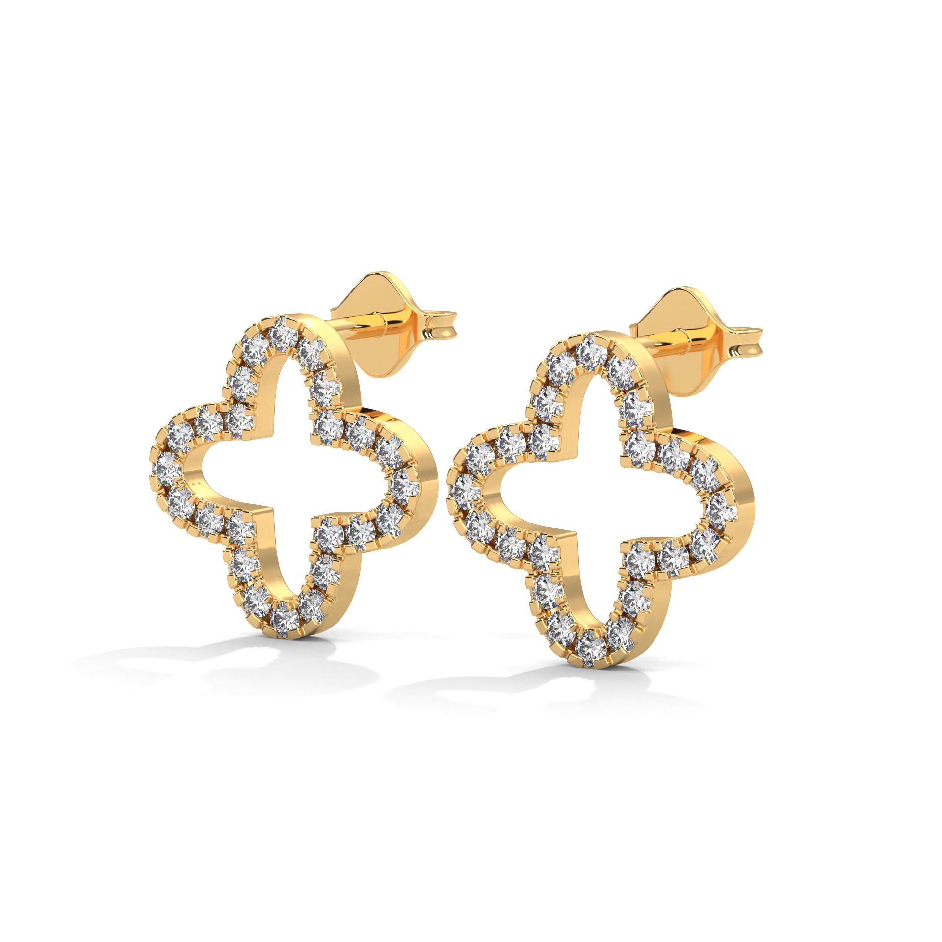 Diamond Pave Clover Hoop Earrings in 14K & 18 K Gold | 0.76 Ctw