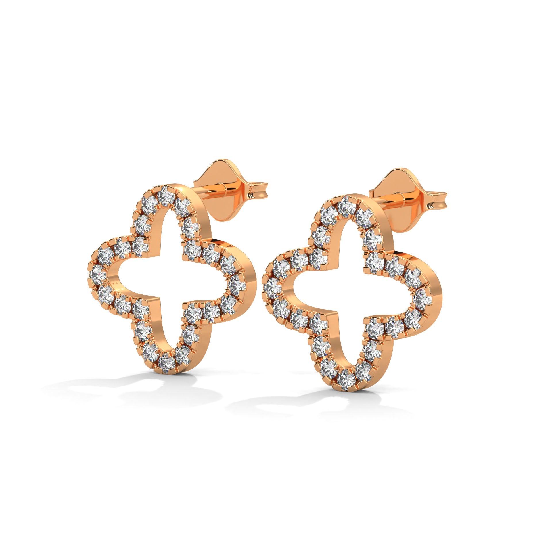 Diamond Pave Clover Hoop Earrings in 14K & 18 K Gold | 0.76 Ctw