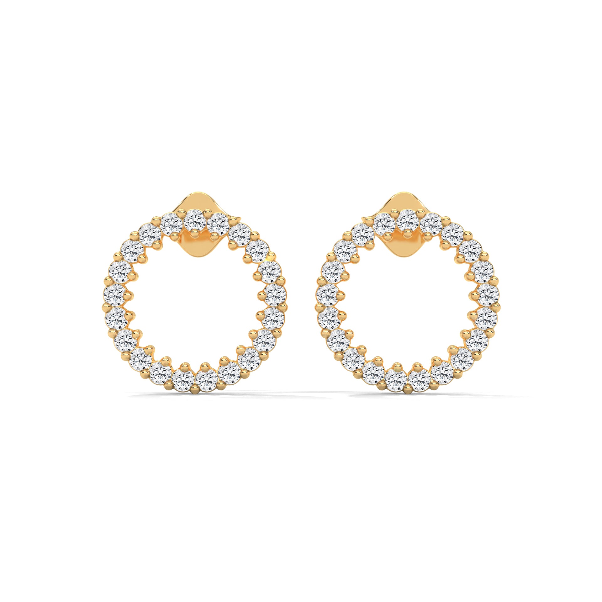 Diamond Pave Circle Stud Earrings | 14K and 18K Gold | 0.42 ctw