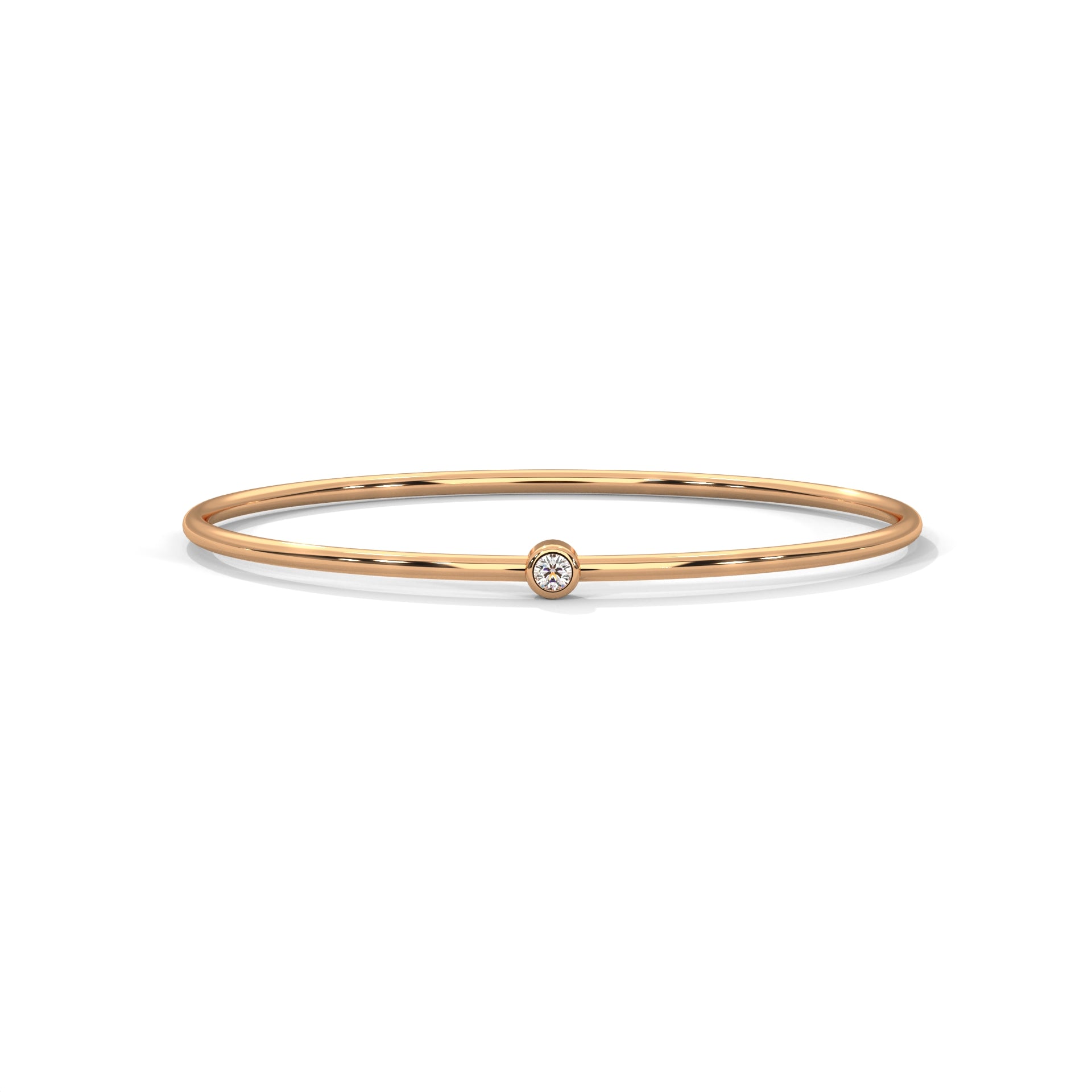 Minimalist Round Lab-Grown Diamond Gold Bezel Bangle | 0.10 CTW