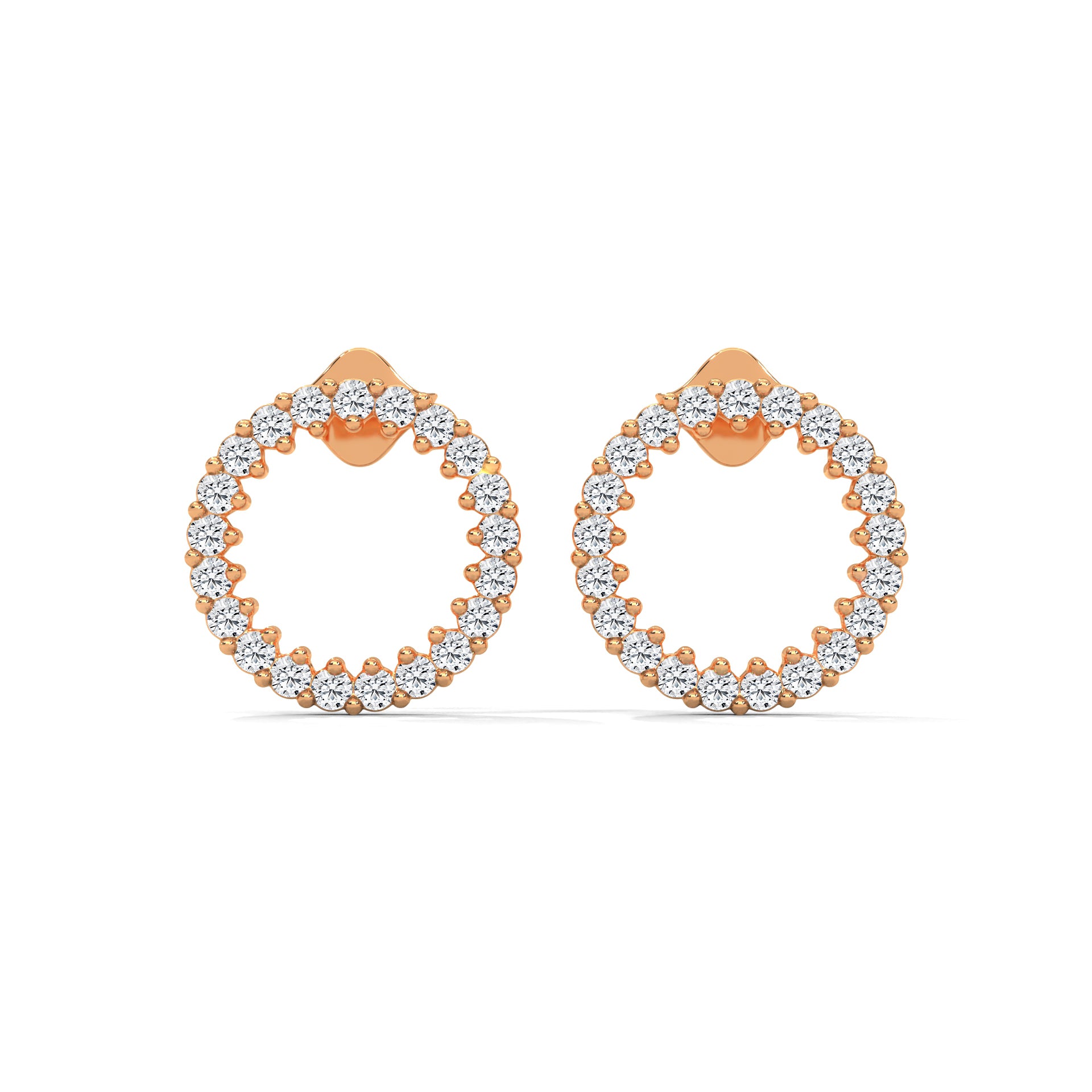 Diamond Pave Circle Stud Earrings | 14K and 18K Gold | 0.42 ctw