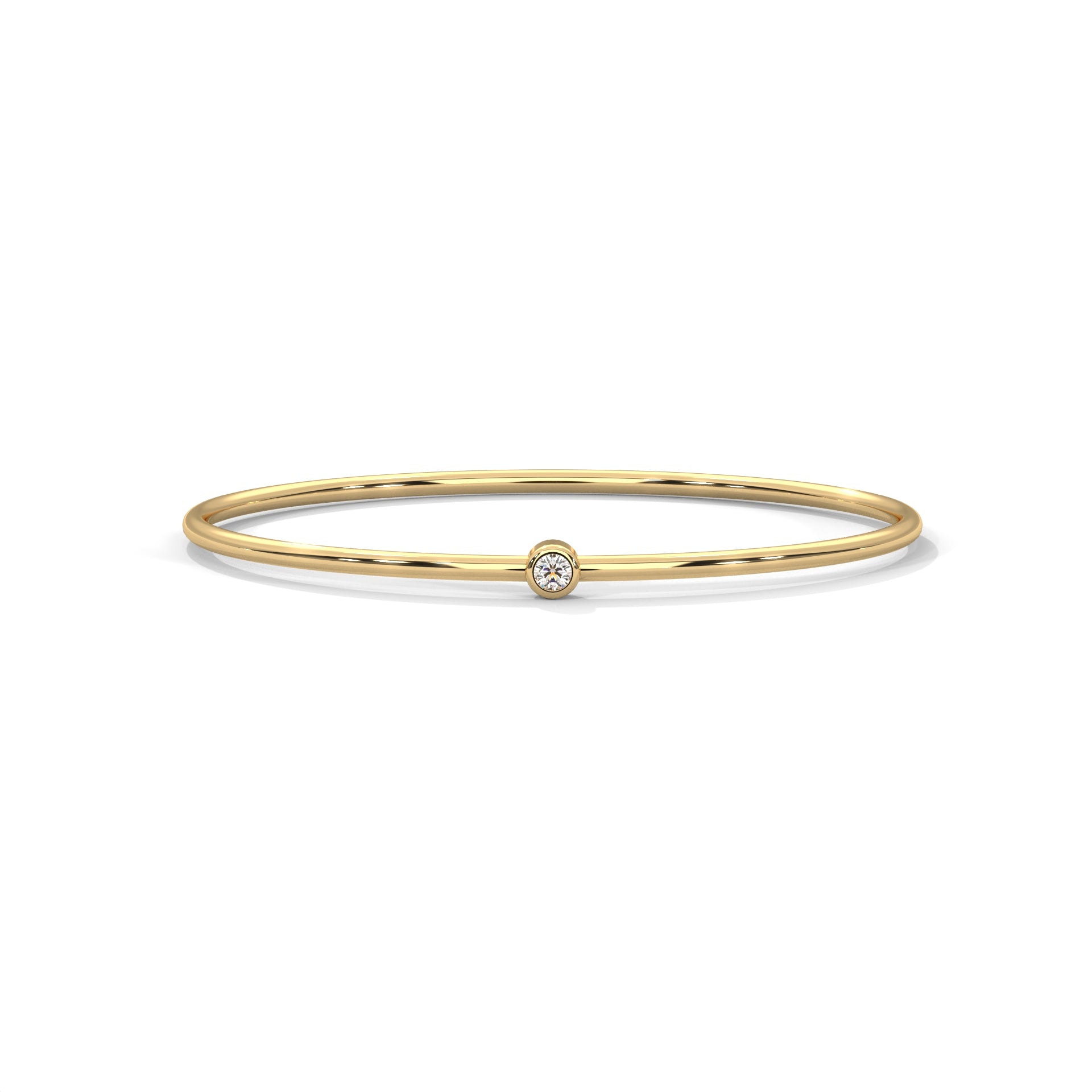 Minimalist Round Lab-Grown Diamond Gold Bezel Bangle | 0.10 CTW