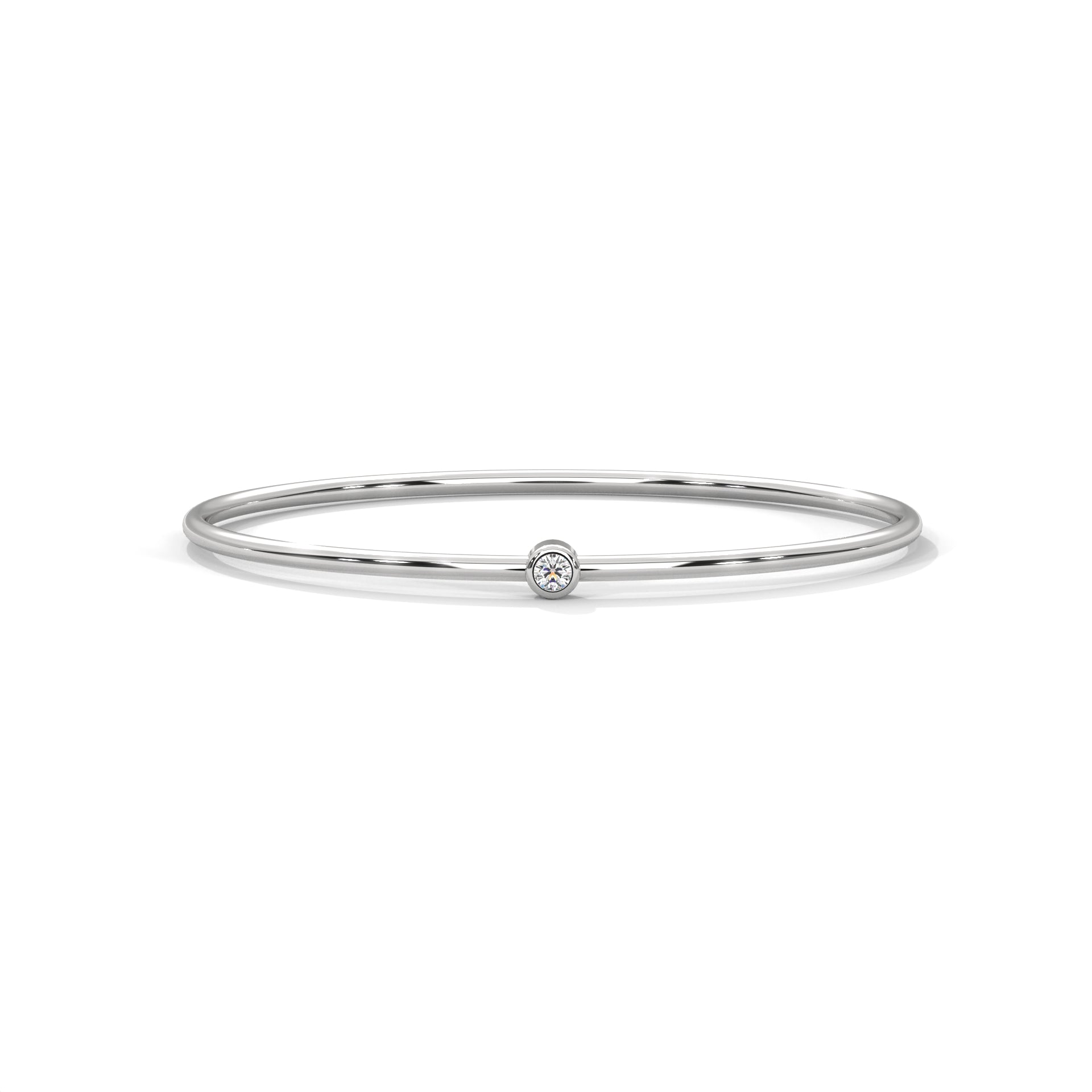 Minimalist Round Lab-Grown Diamond Gold Bezel Bangle | 0.10 CTW