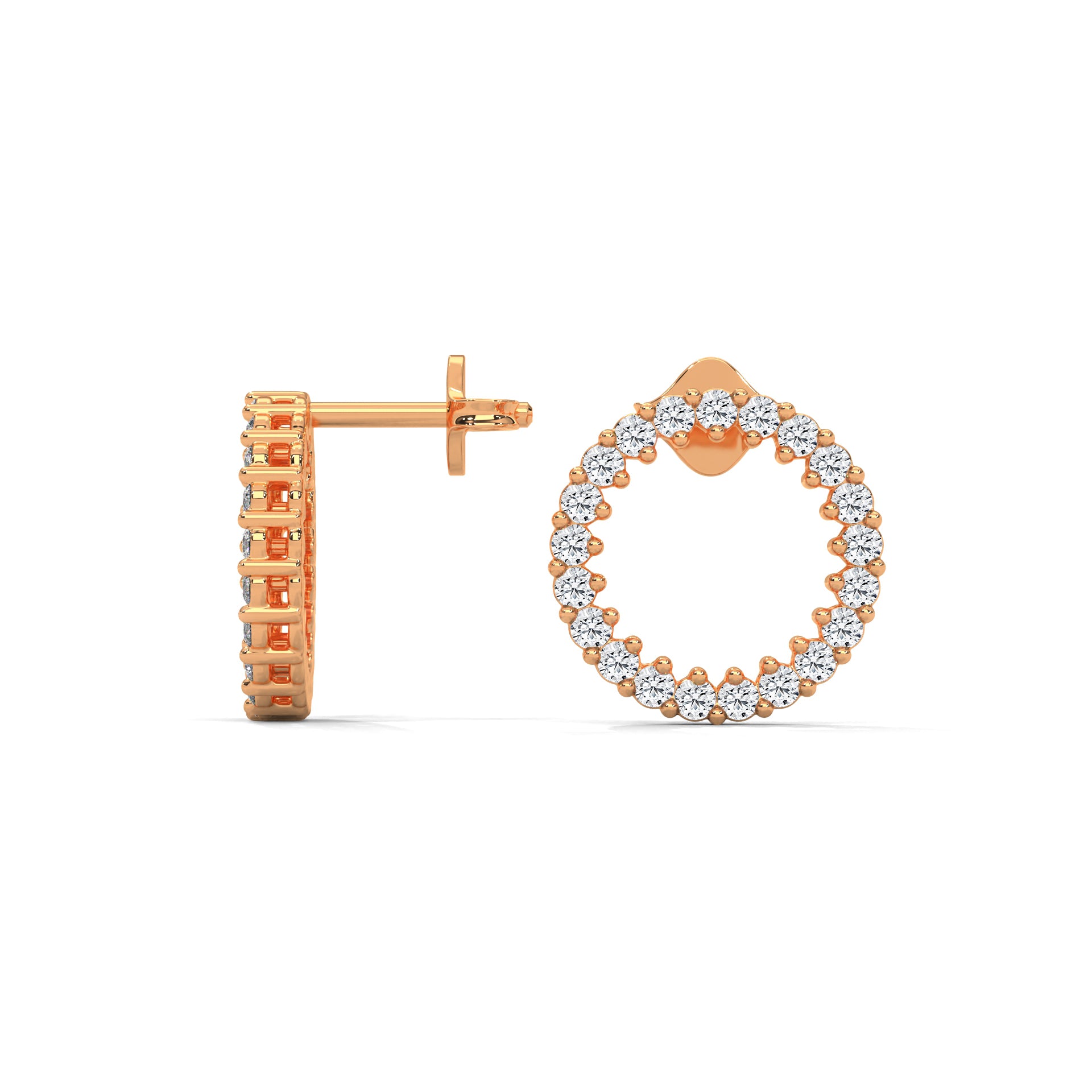 Diamond Pave Circle Stud Earrings | 14K and 18K Gold | 0.42 ctw
