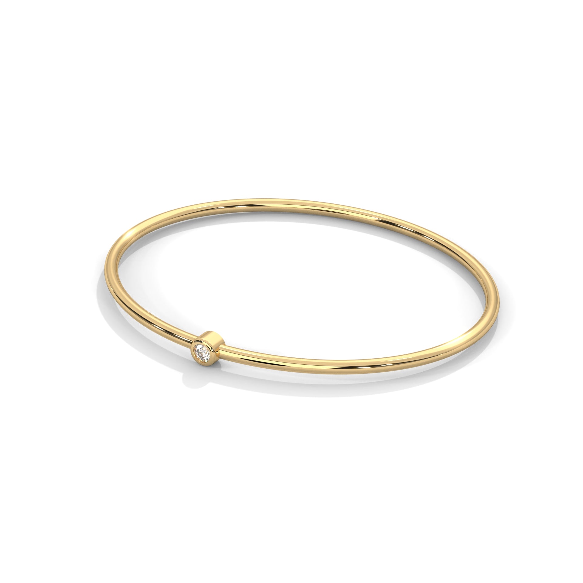Minimalist Round Lab-Grown Diamond Gold Bezel Bangle | 0.10 CTW