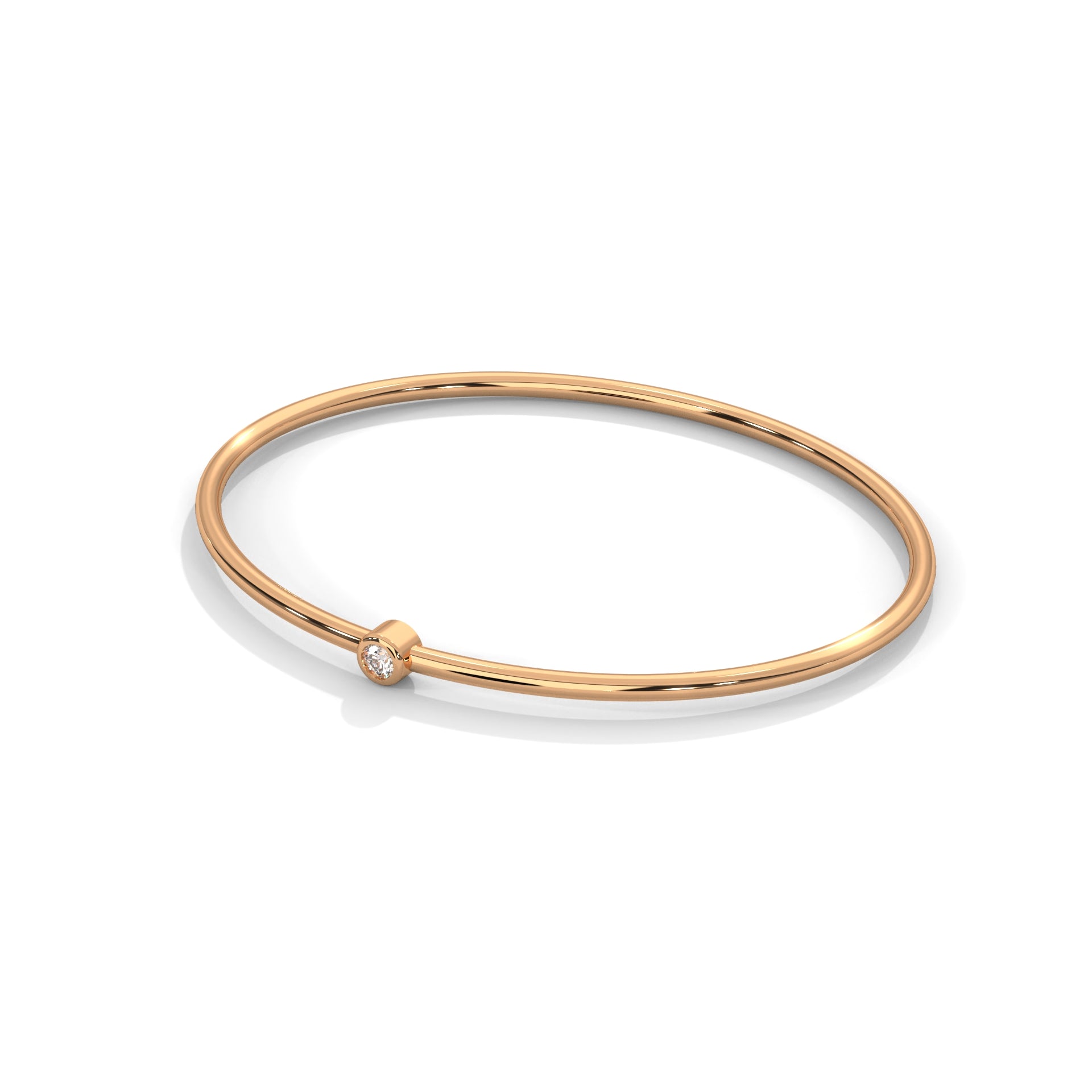 Minimalist Round Lab-Grown Diamond Gold Bezel Bangle | 0.10 CTW