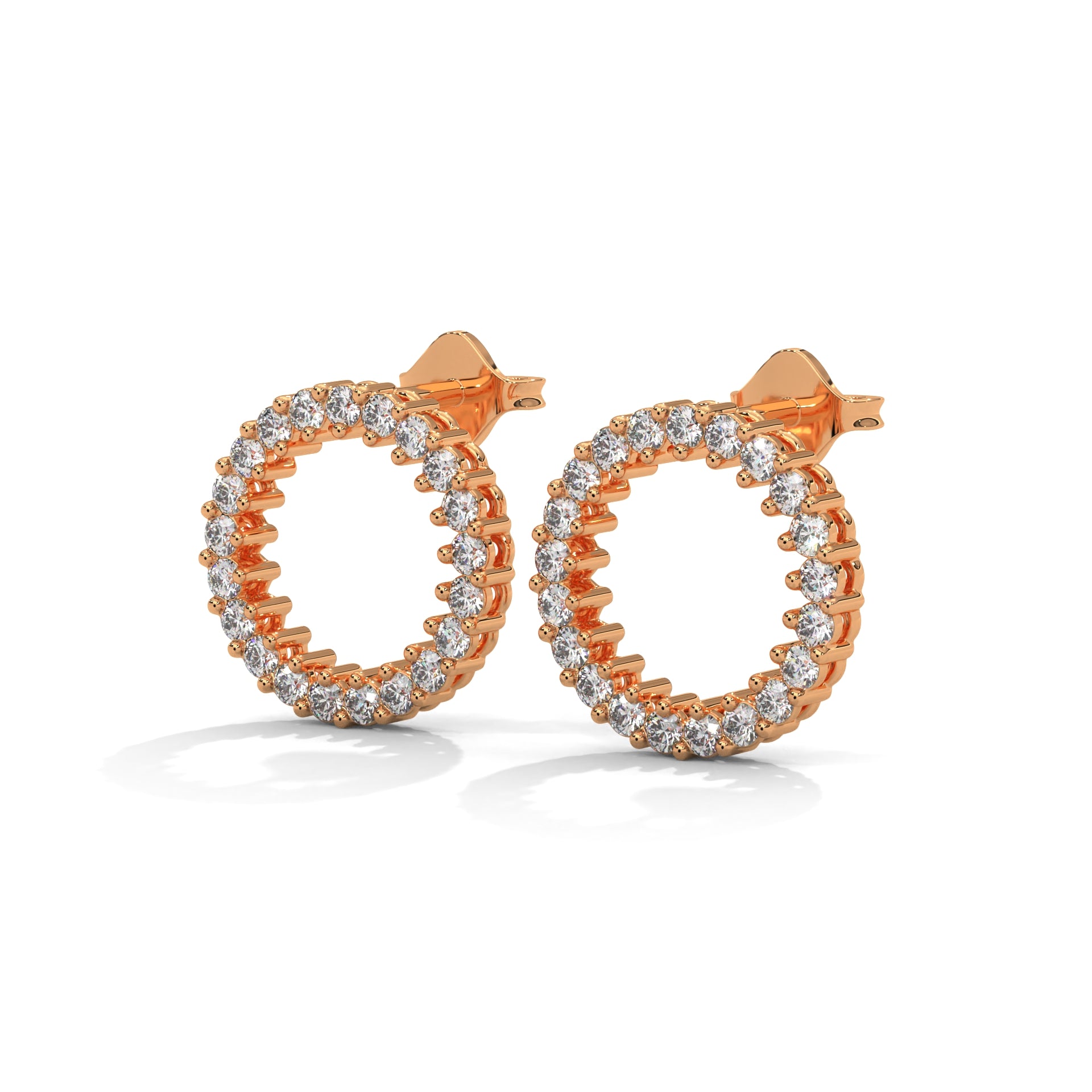 Diamond Pave Circle Stud Earrings | 14K and 18K Gold | 0.42 ctw
