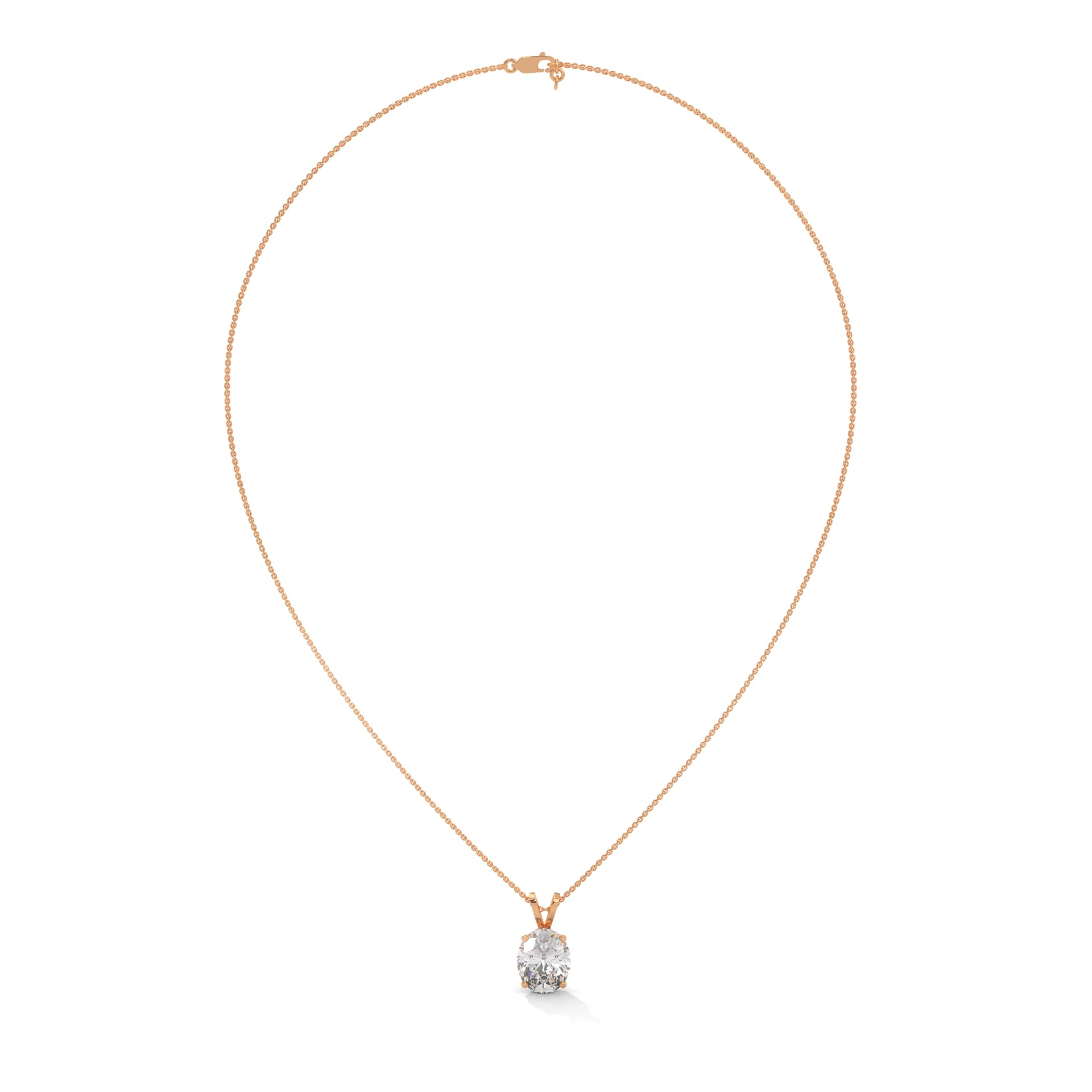 Eternal Grace Oval-Cut Diamond Pendant Necklace 2.88ct E-VS1 | 14K Gold | 16”&18” Chain