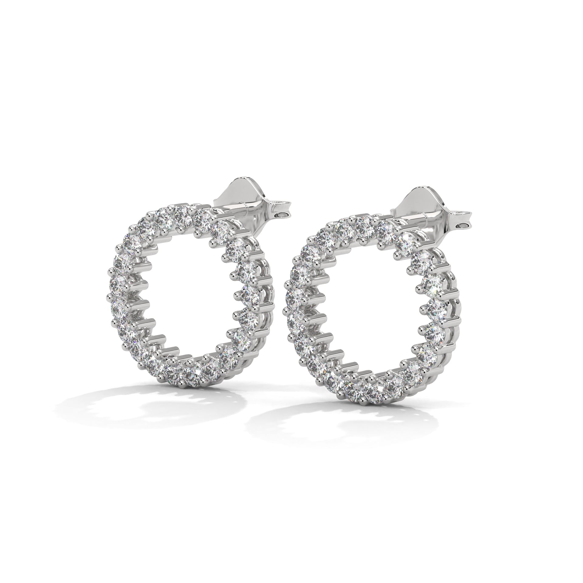 Diamond Pave Circle Stud Earrings | 14K and 18K Gold | 0.42 ctw