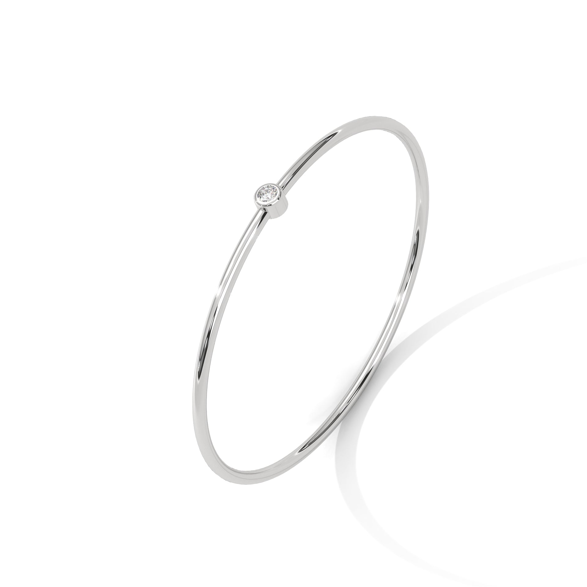 Minimalist Round Lab-Grown Diamond Gold Bezel Bangle | 0.10 CTW