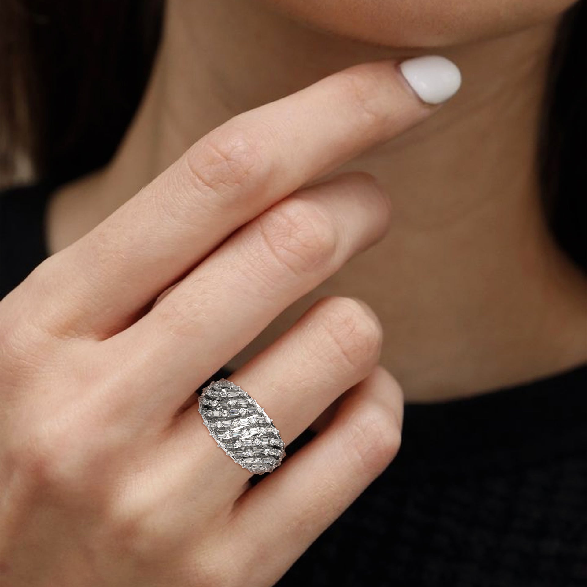 Radiance 0.76 CTW Baguette & Round Lab-Grown Diamond Ring