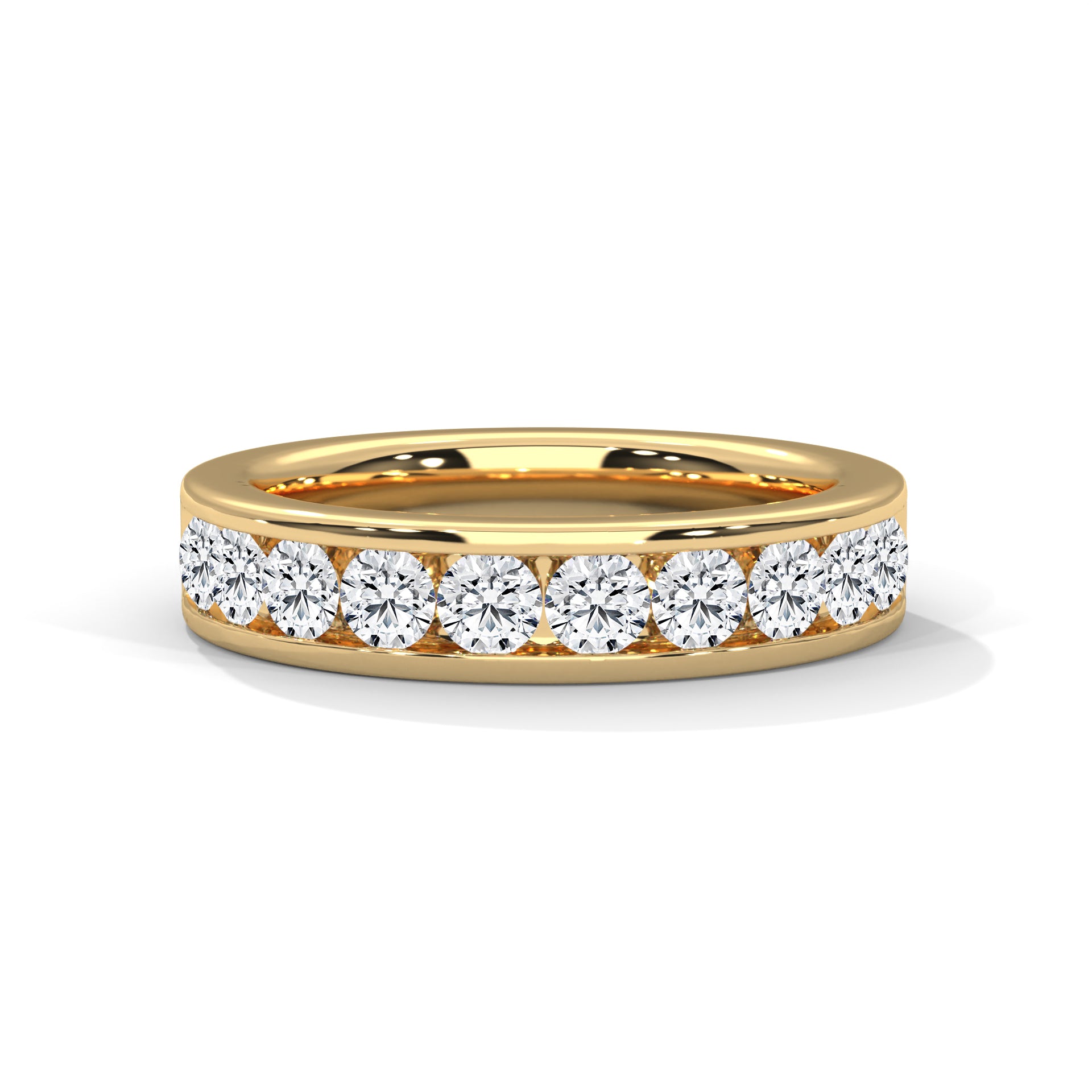 Radiant Harmony: Gold Round Diamond Channel Set Band Ring| 1.08 CTW