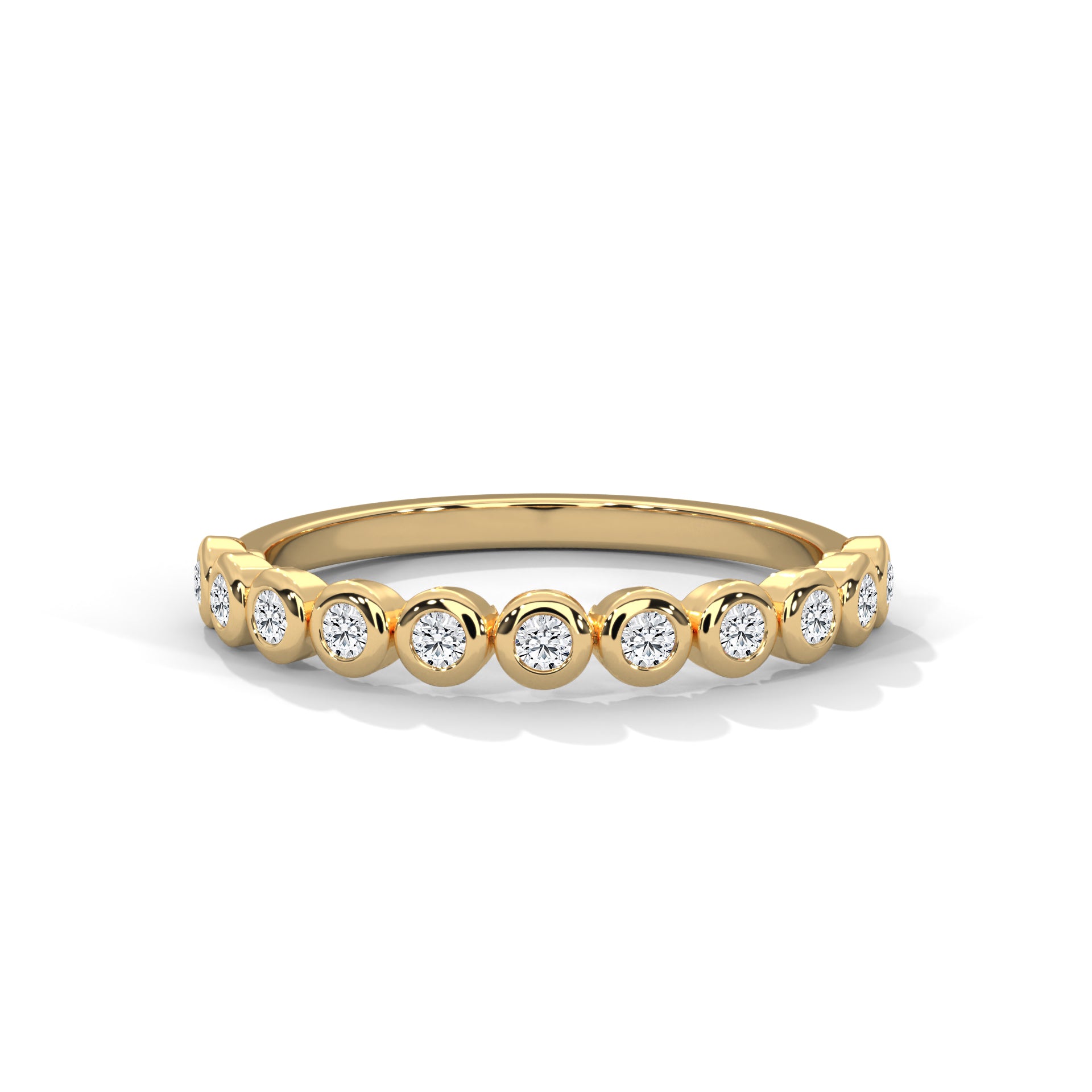 Circular Elegance:  Round Diamond Bezel Set Gold Band | 0.23 CTW