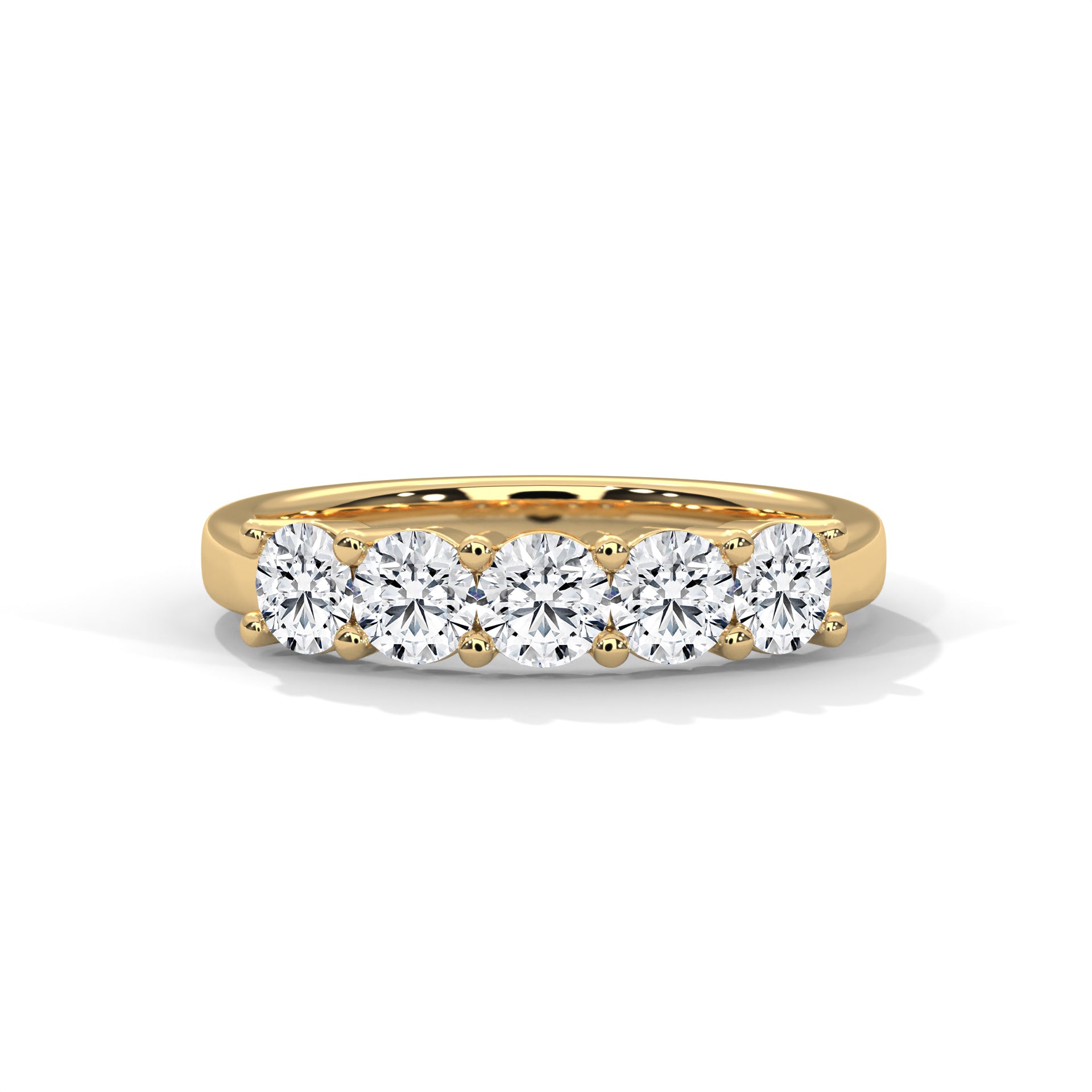 Brilliant Bonds Gold Round Diamond Prong Set Band Ring | 1.10 CTW
