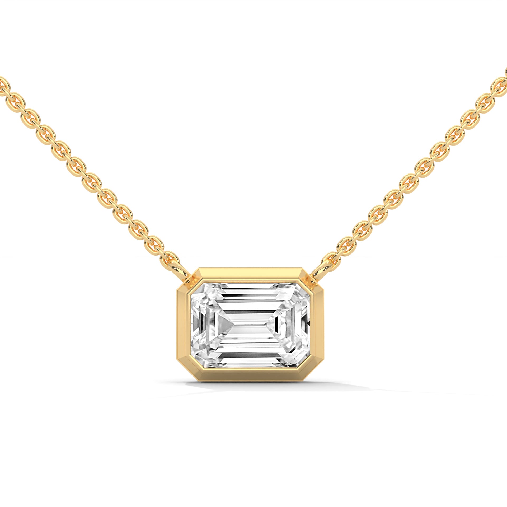 Emerald-Cut Diamond Pendant Necklace 0.75ct | 14K Gold | 16-18inch Chain