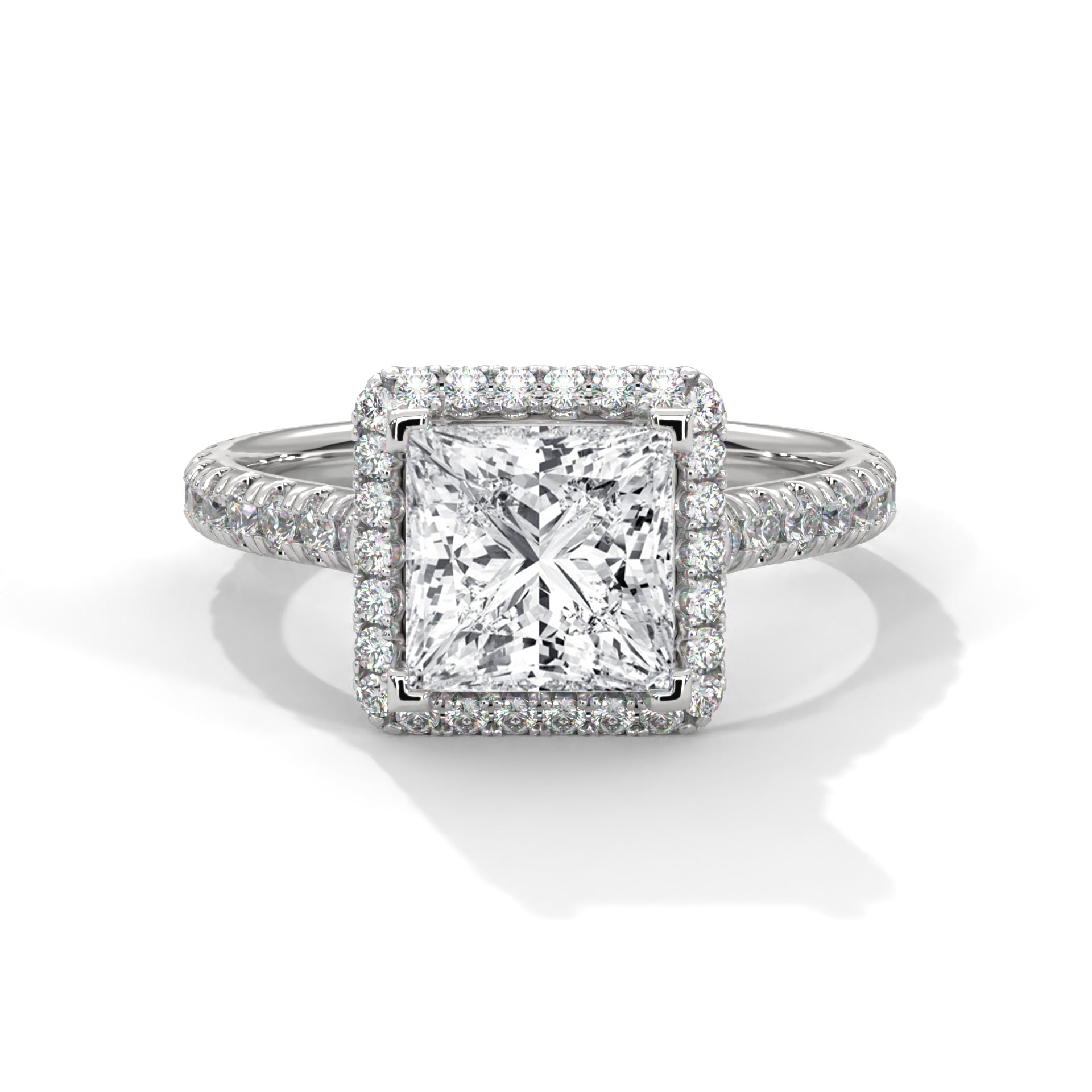 Princess-Cut 3 CTW Halo Lab Grown Diamond Ring | 3.57 CTW