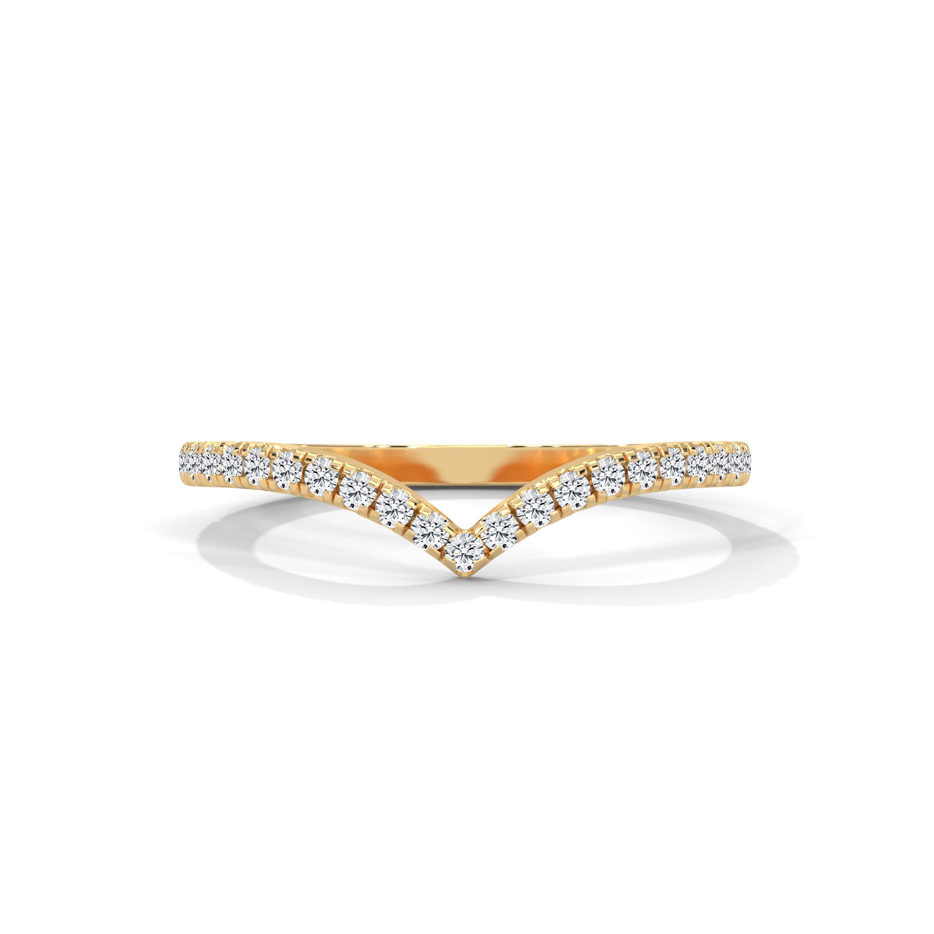 Elegant Round Lab-Grown Diamond Gold V-Shaped Wedding Band | 0.22 CTW