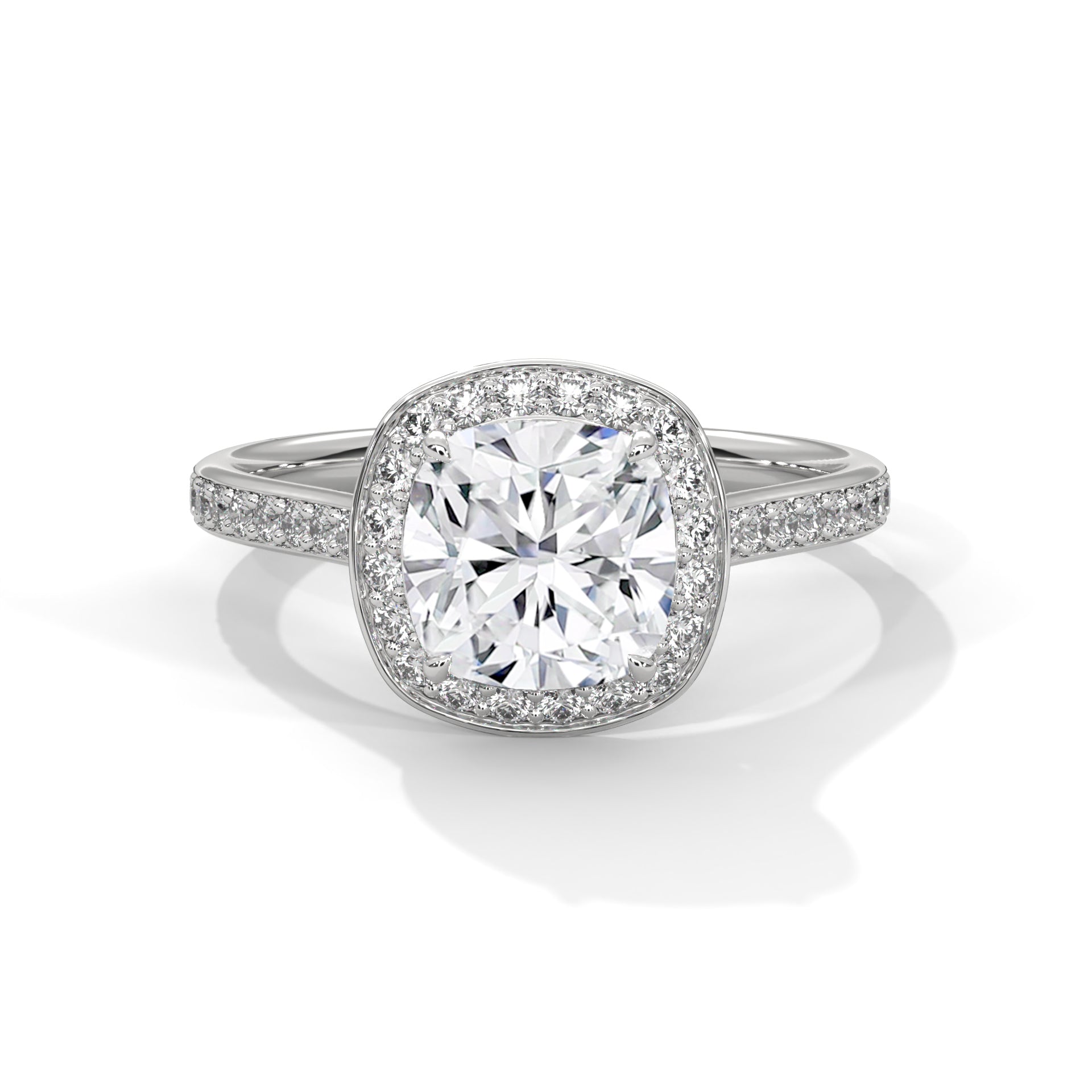 Grandeur Halo 3 CT Cushion-Cut Lab Grown Diamond Ring | 3.42 CTW