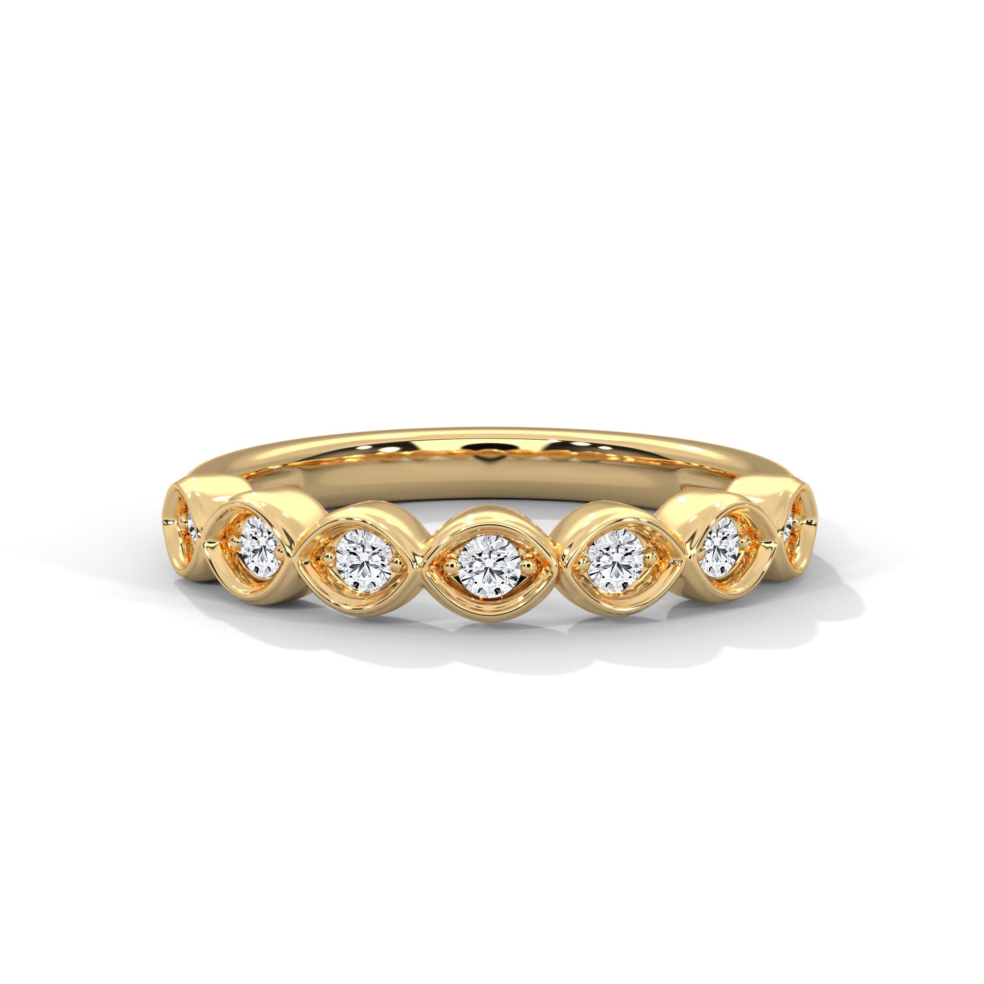 Intricate Infinity: Gold Round Diamond Bezel Set Band Ring | 0.25 CTW