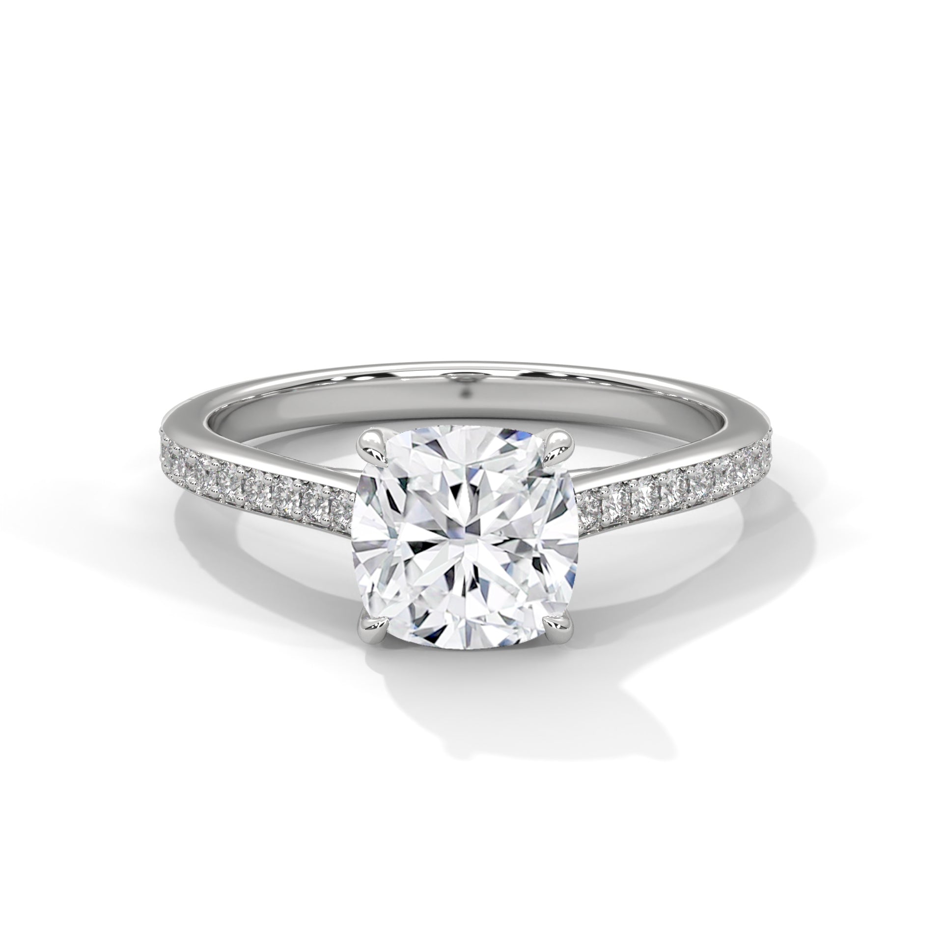Diora 3ct Cushion Lab-Grown Diamond Pavé Engagement Ring | 3.24 CTW