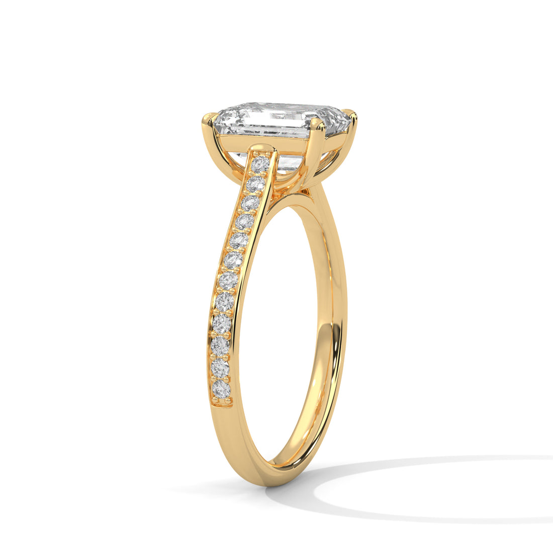 Pave Set 3 CT Emerald-Cut Lab Grown Diamond Ring | 3.24 CTW