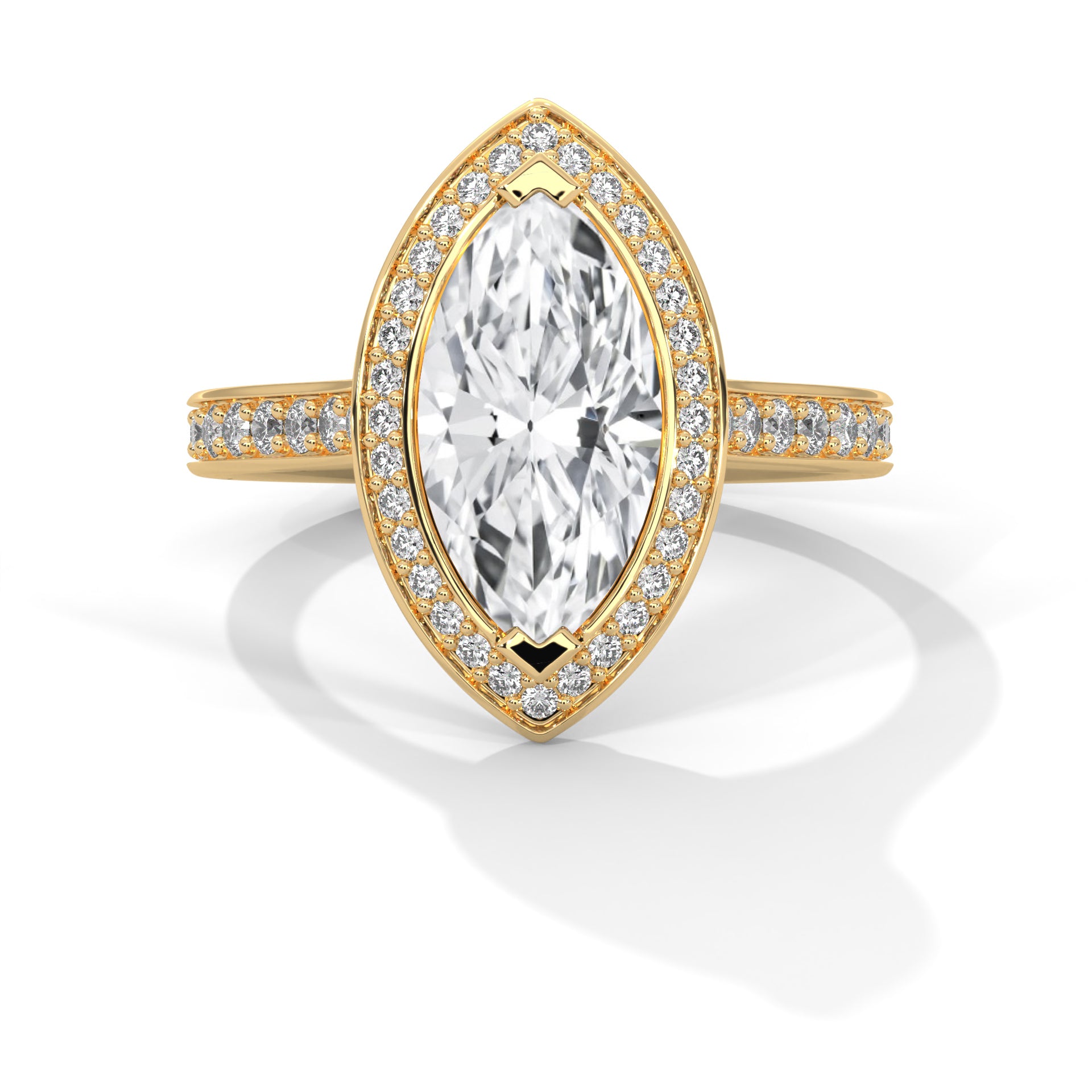 Marquise-Cut 3ctw Lab Grown Diamond Pave Band Ring | 3.46 CTW