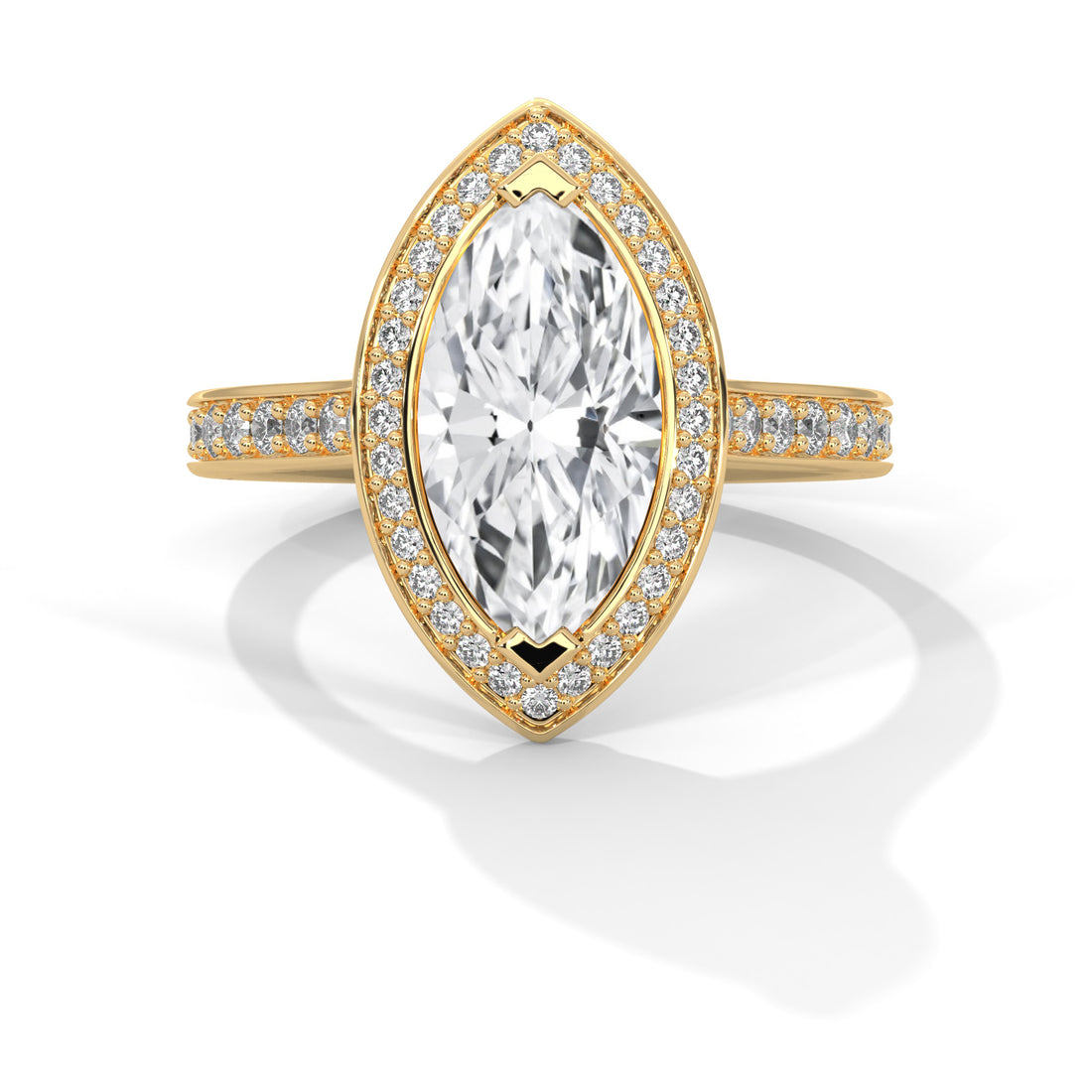 Pave Band Ring with 1.5ctw Halo Marquise-Cut Lab Grown Diamond | 1.96 CTW