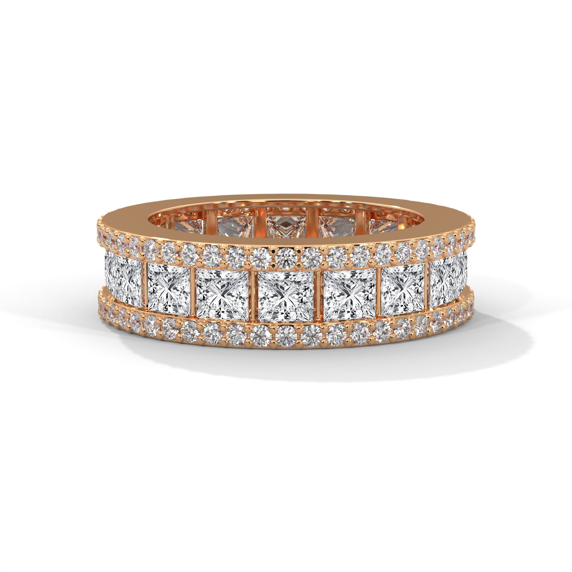 Regal Radiance: Gold Princess and Round Diamond Band Ring | 4.04 CTW