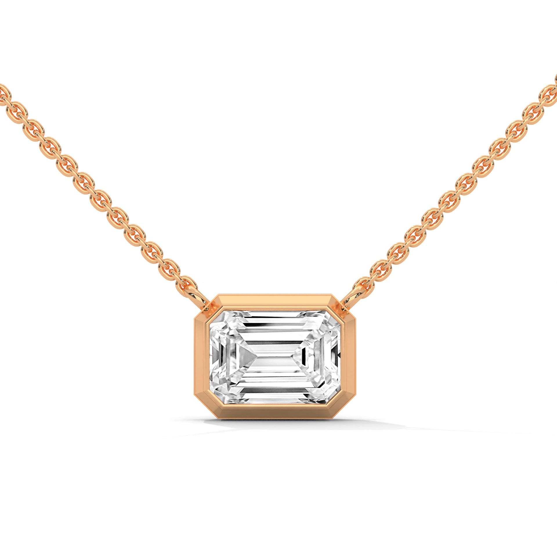 Emerald-Cut Diamond Pendant Necklace 0.75ct | 14K Gold | 16-18inch Chain