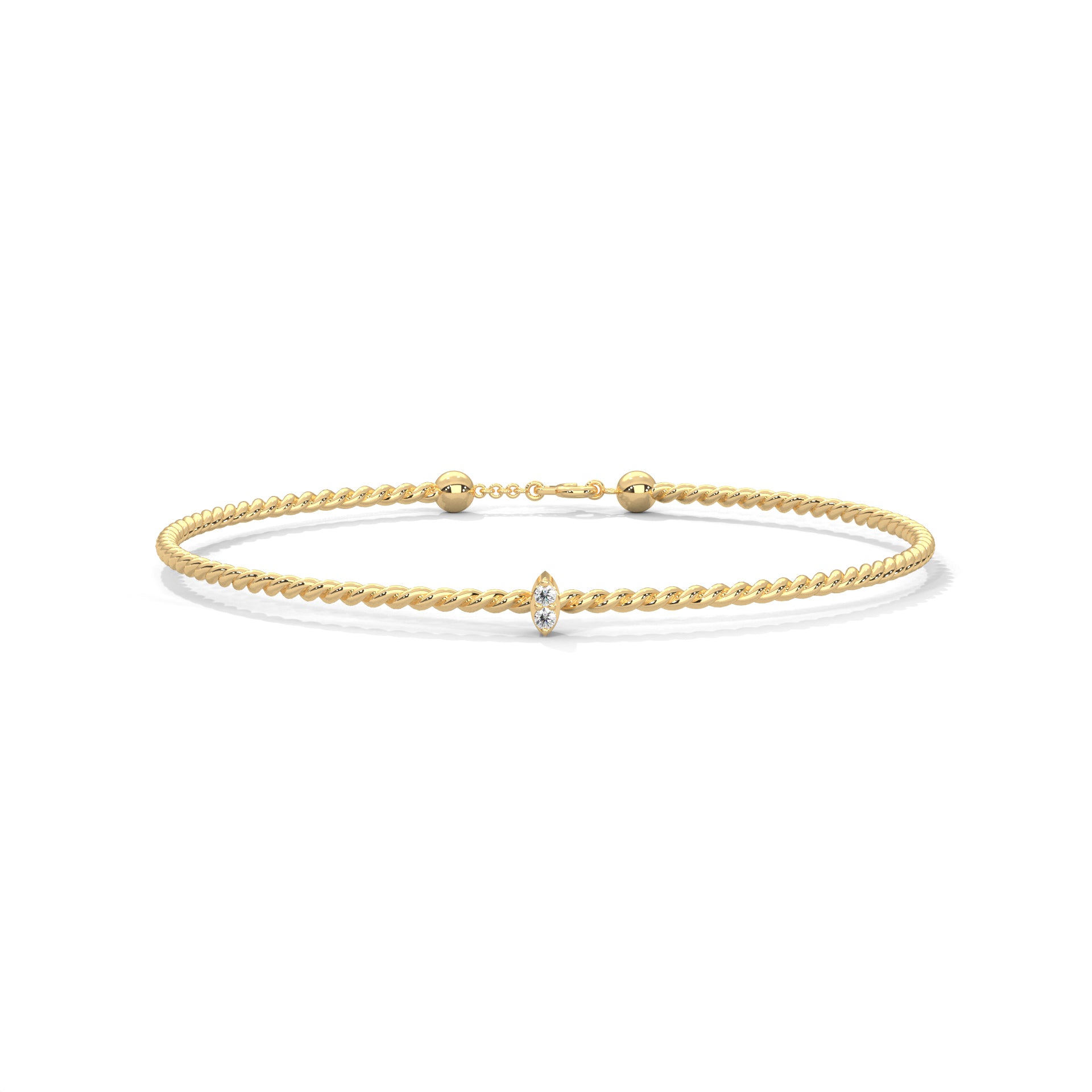 Delicate Twisted Rope Lab-Grown Diamond Gold Bracelet | 0.04 CTW