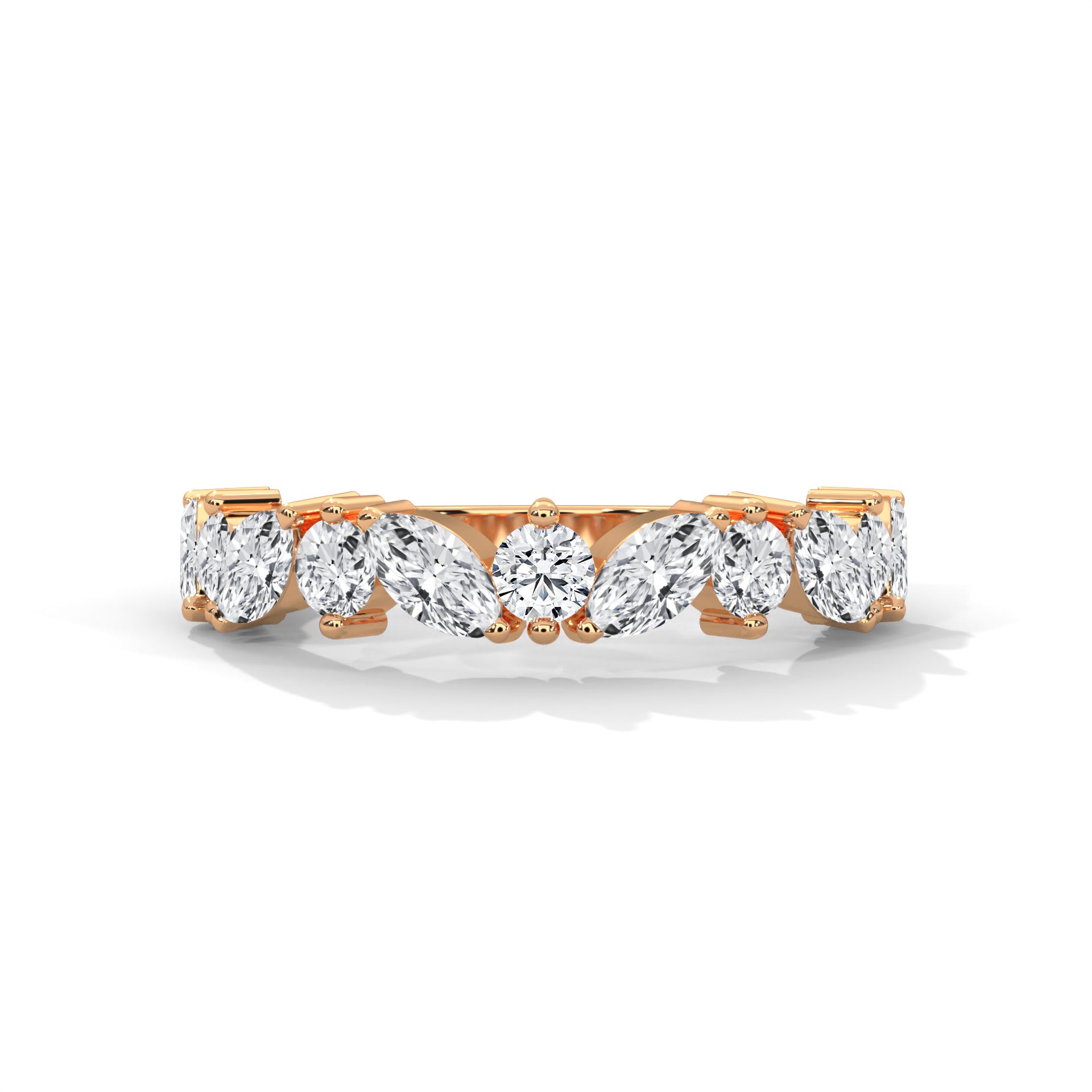 Marquise and Round Diamond Twist Gold Band | 1.32 CTW