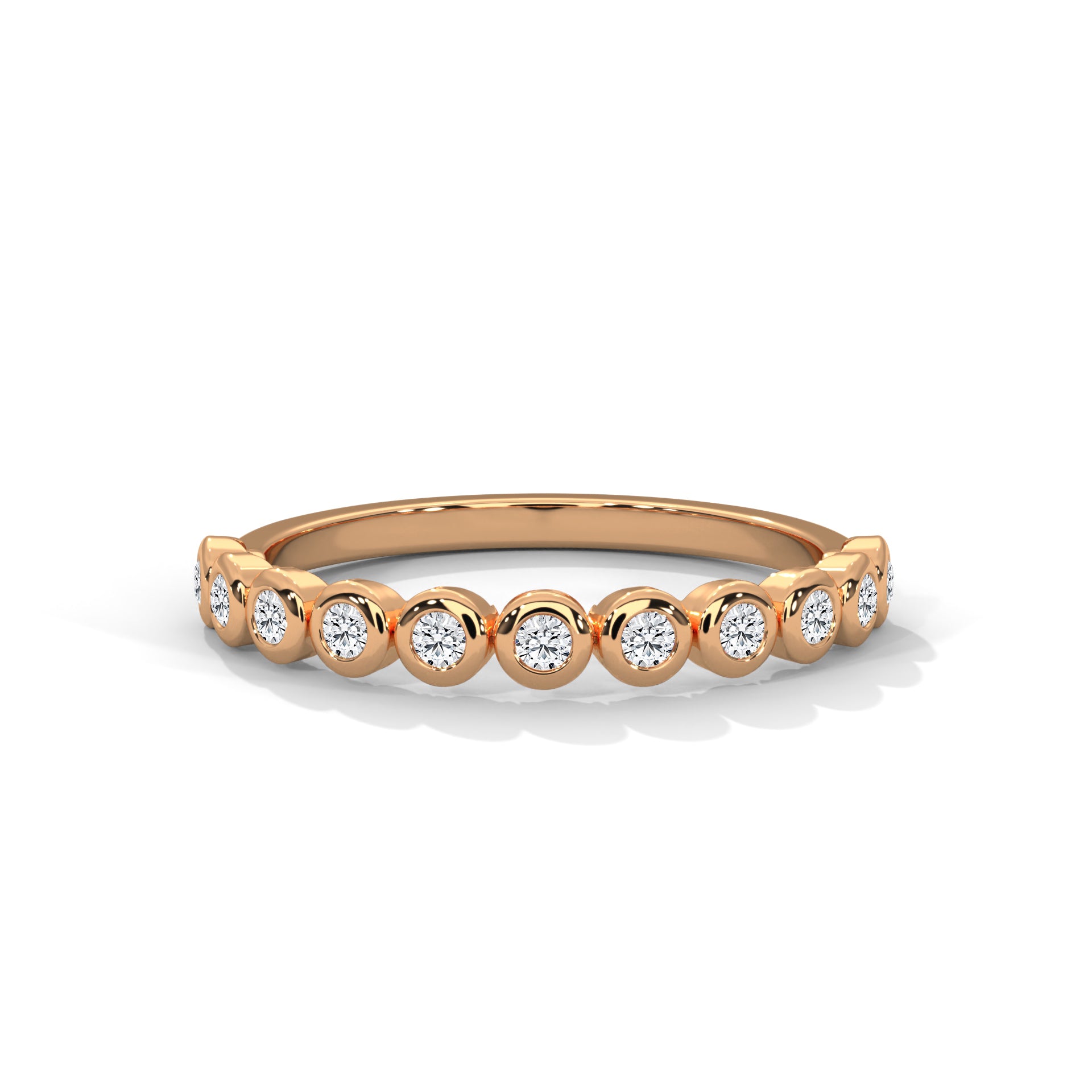 Circular Elegance:  Round Diamond Bezel Set Gold Band | 0.23 CTW