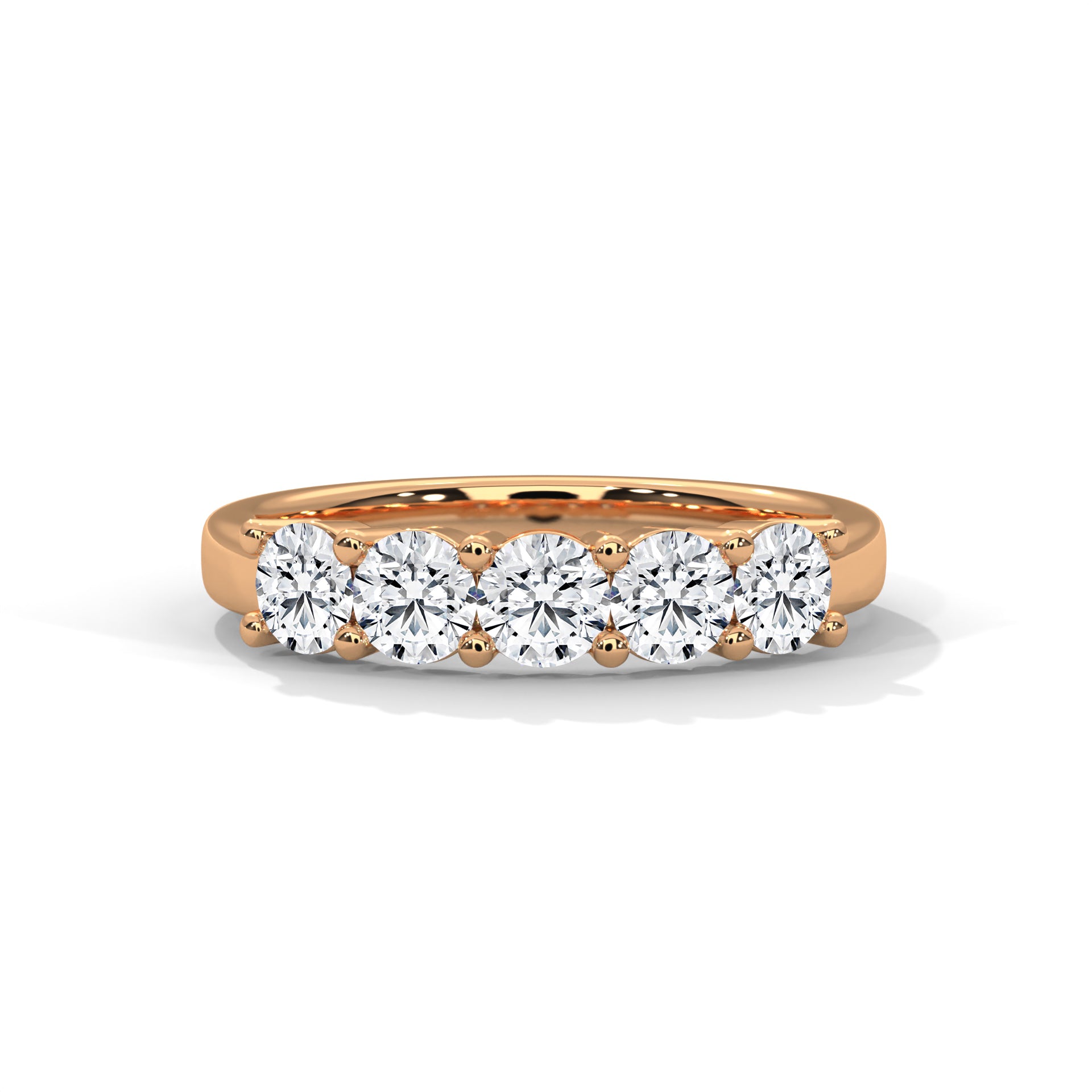 Brilliant Bonds Gold Round Diamond Prong Set Band Ring | 1.10 CTW