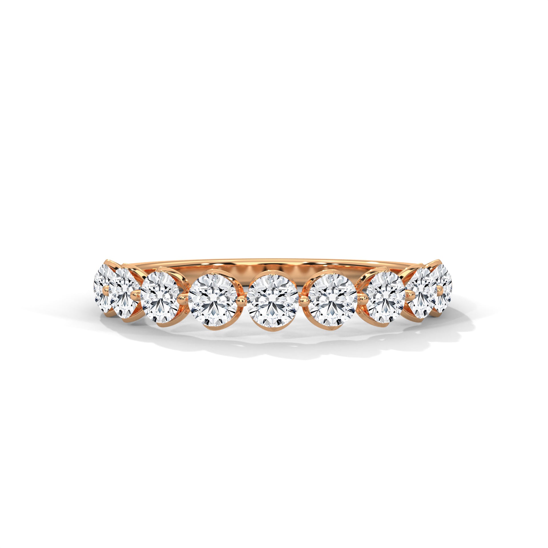 Eternal Sparkle: Gold Round Diamond Half-Eternity Band | 0.97 CTW