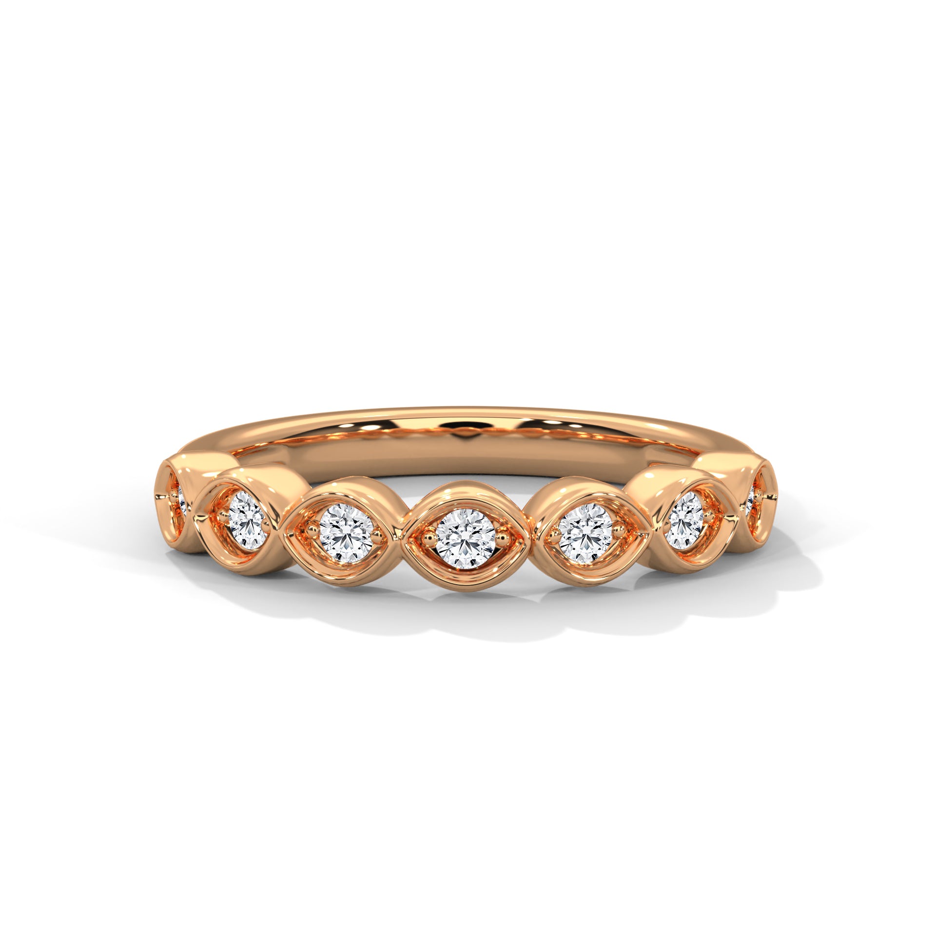 Intricate Infinity: Gold Round Diamond Bezel Set Band Ring | 0.25 CTW