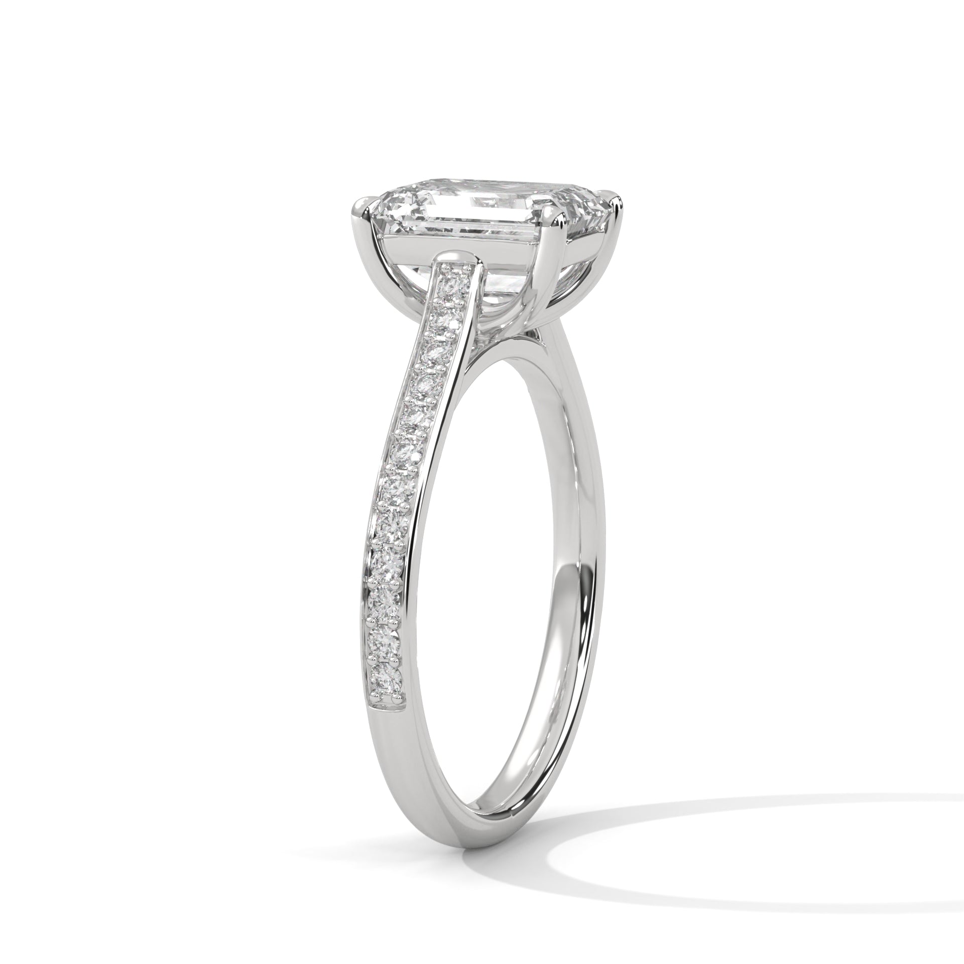 Elegant Pave 1.5 CT Emerald-Cut Lab Grown Diamond Ring | 1.74 CTW